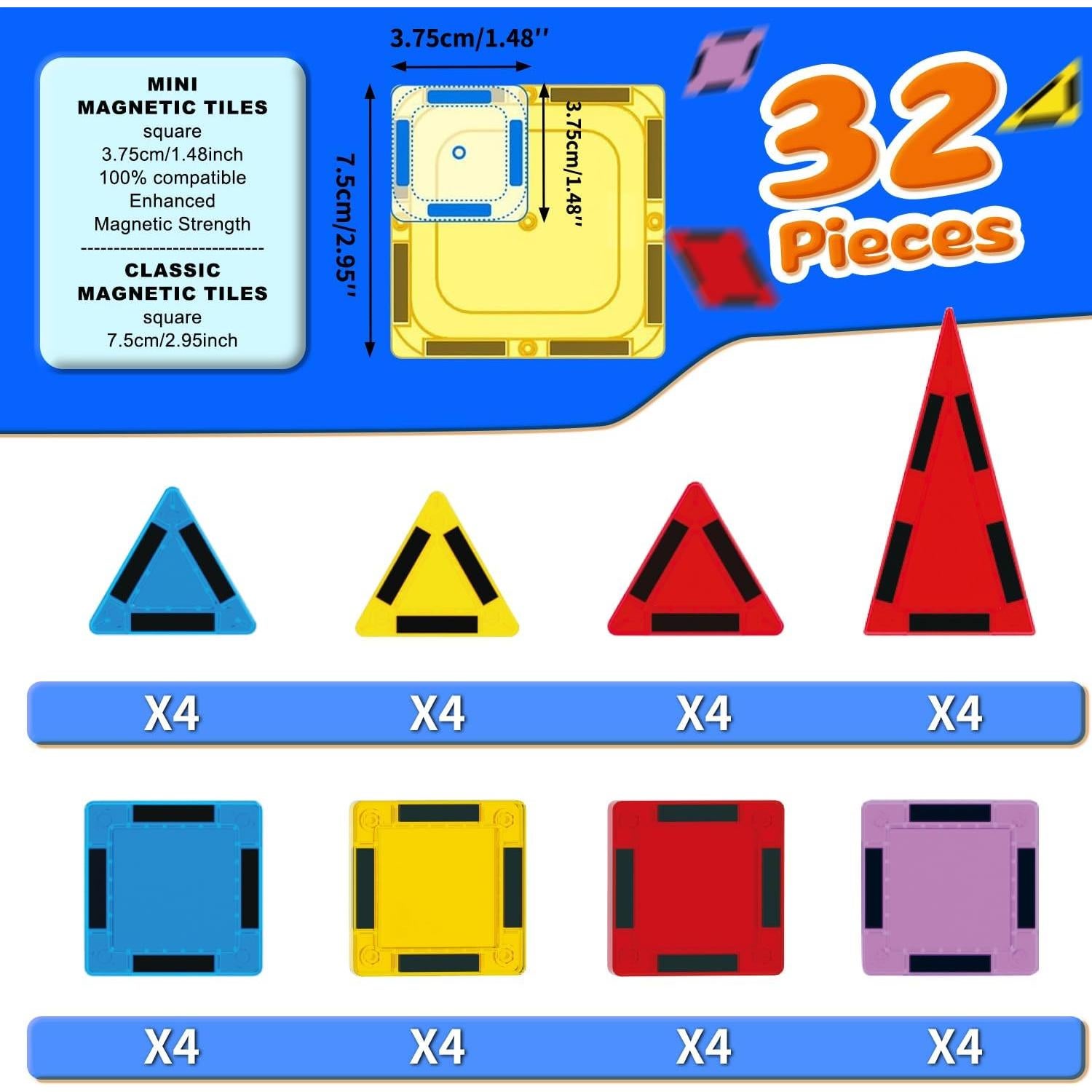 Set de Mini Azulejos Magnéticos GEKETY 32 Pcs para Niños