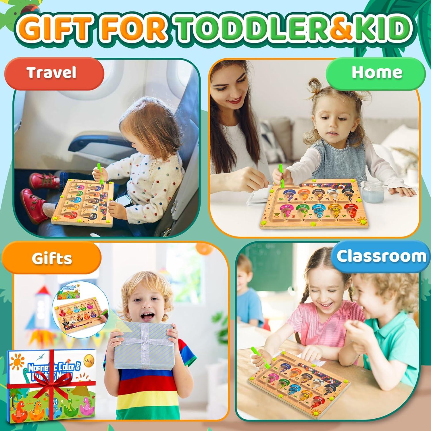 Maze de Huevos de Dinosaurio Magnéticos LRIGYEH - Juguete Montessori 25.4x17.8 cm