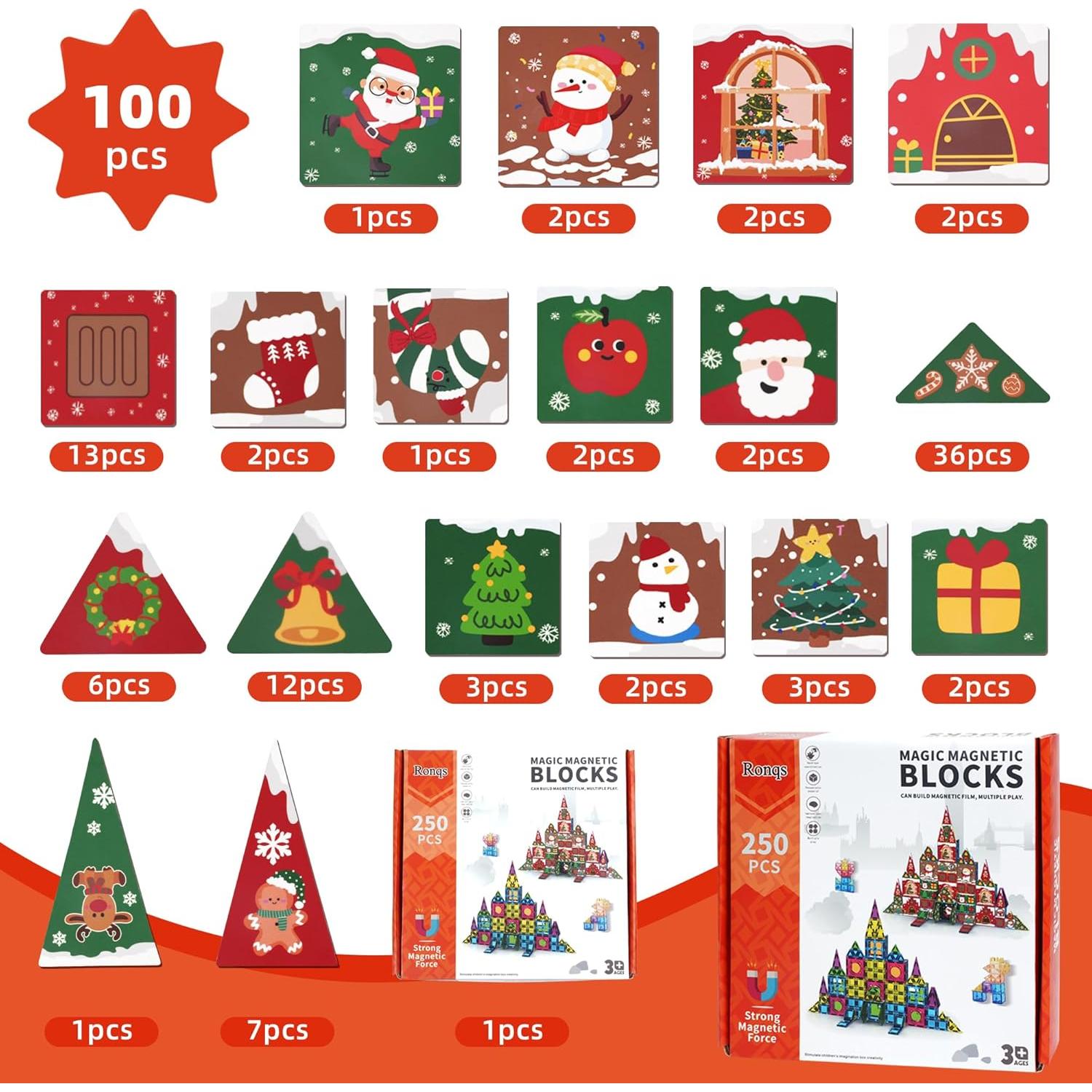 Set de 250 Azulejos Magnéticos Montessori para Niños 3+