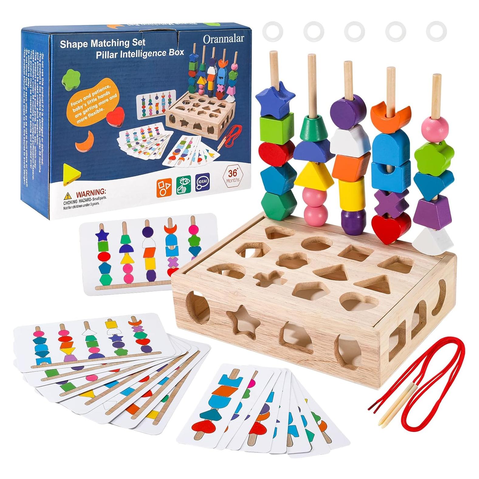 Juego Montessori de Secuenciación de Perlas Orannalar 3 en 1