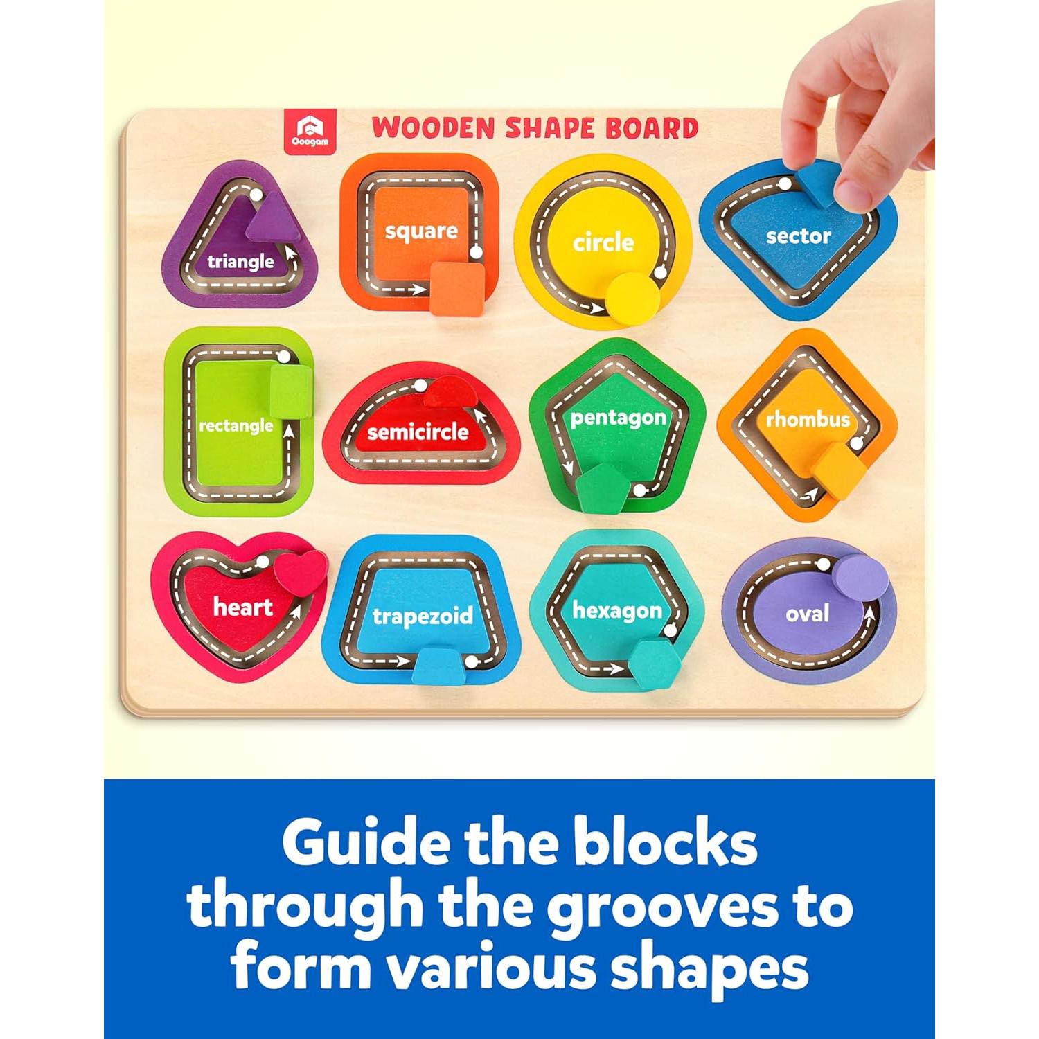 Tablero de rompecabezas de formas Coogam para niños 3+ años