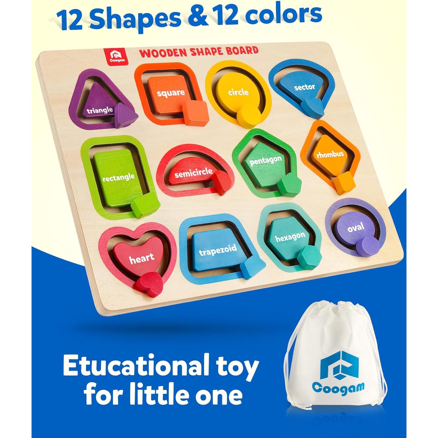 Tablero de rompecabezas de formas Coogam para niños 3+ años