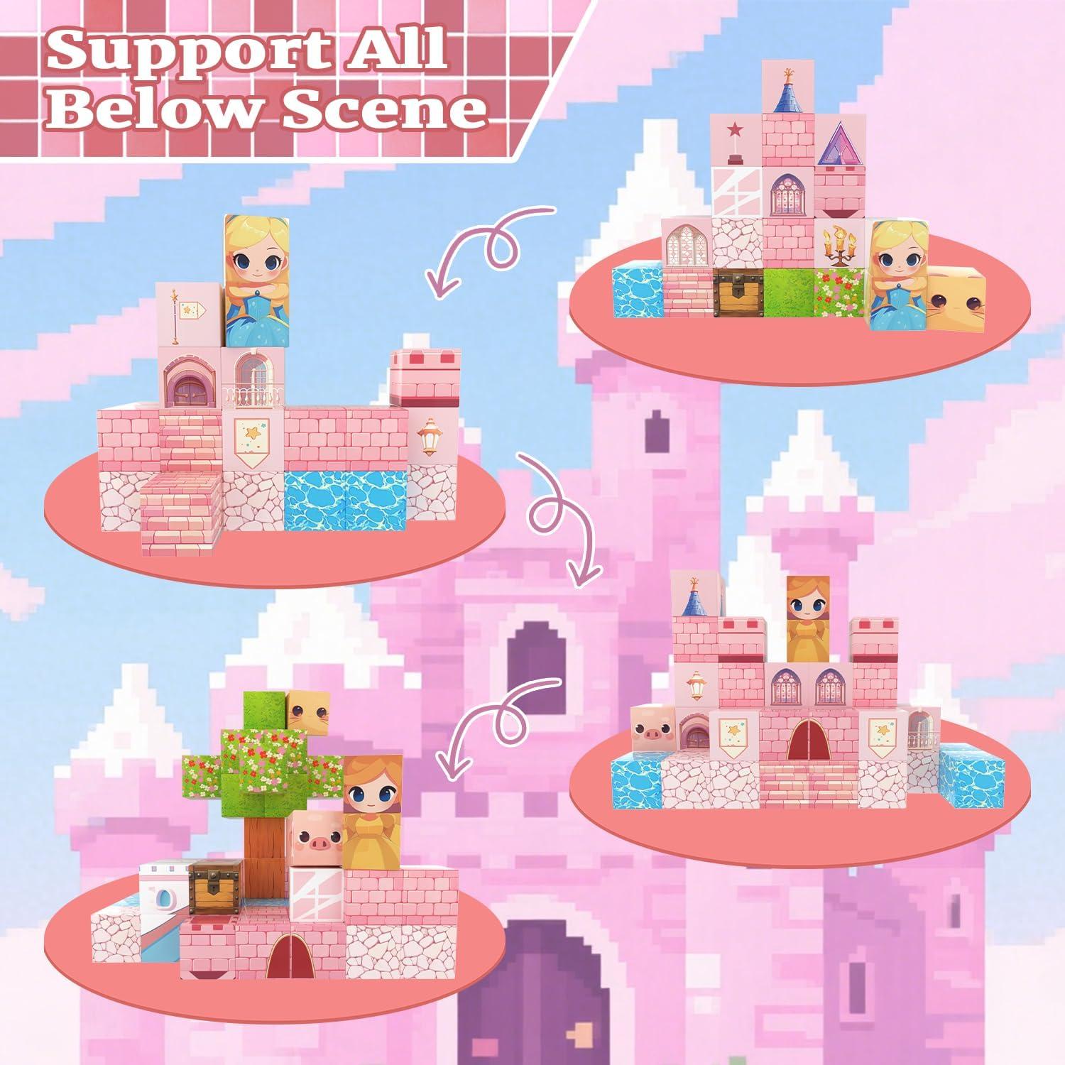 Bloques Magnéticos 100PCS SSAWER Castillo de Princesa Juguete STEM