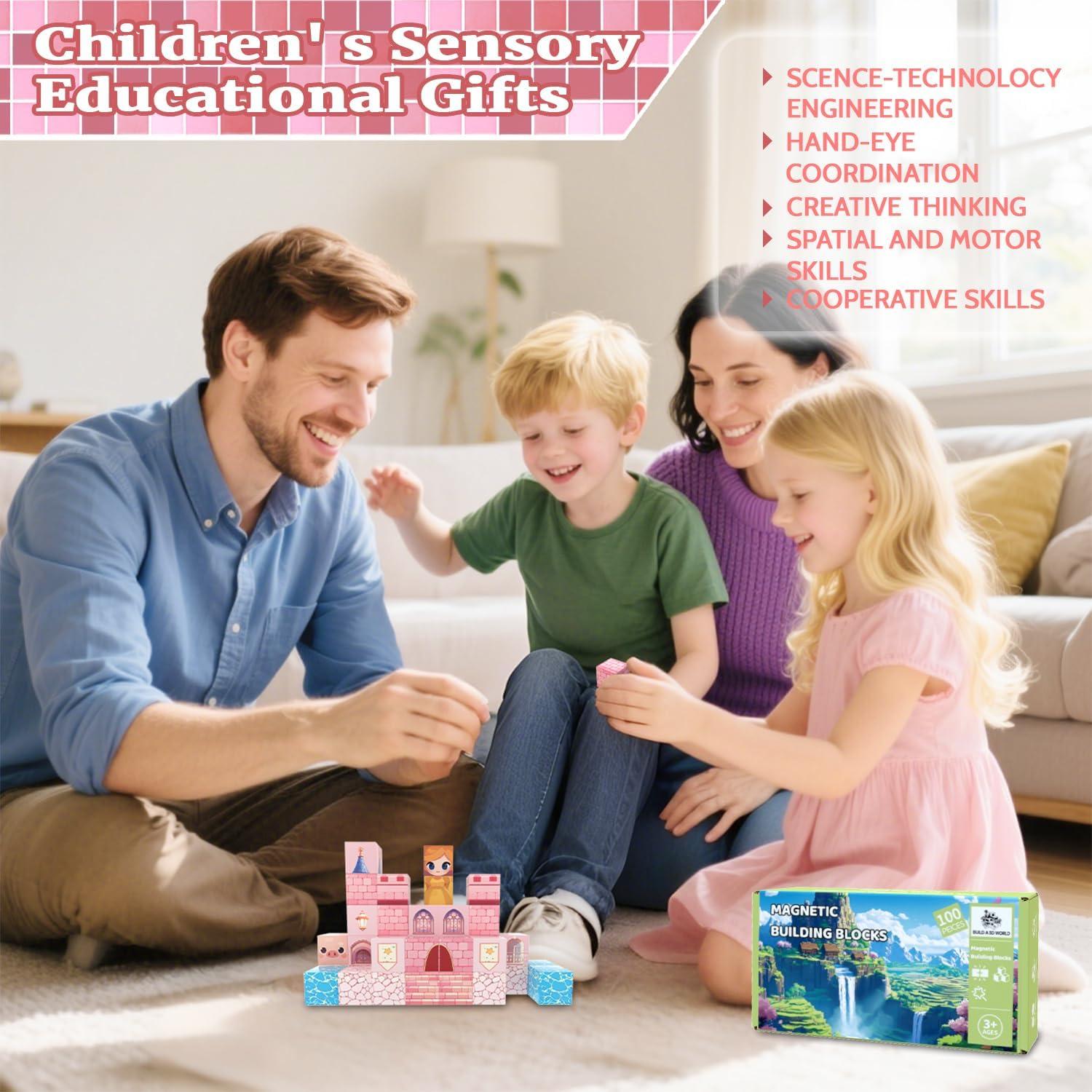 Bloques Magnéticos 100PCS SSAWER Castillo de Princesa Juguete STEM