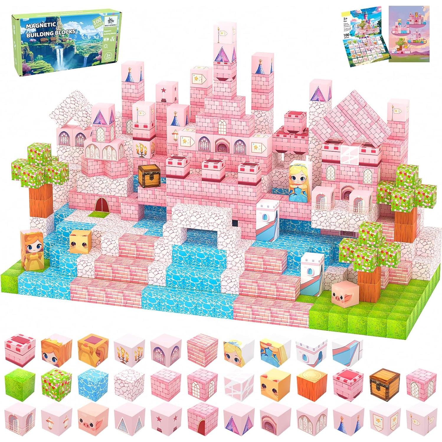 Bloques Magnéticos 100PCS SSAWER Castillo de Princesa Juguete STEM