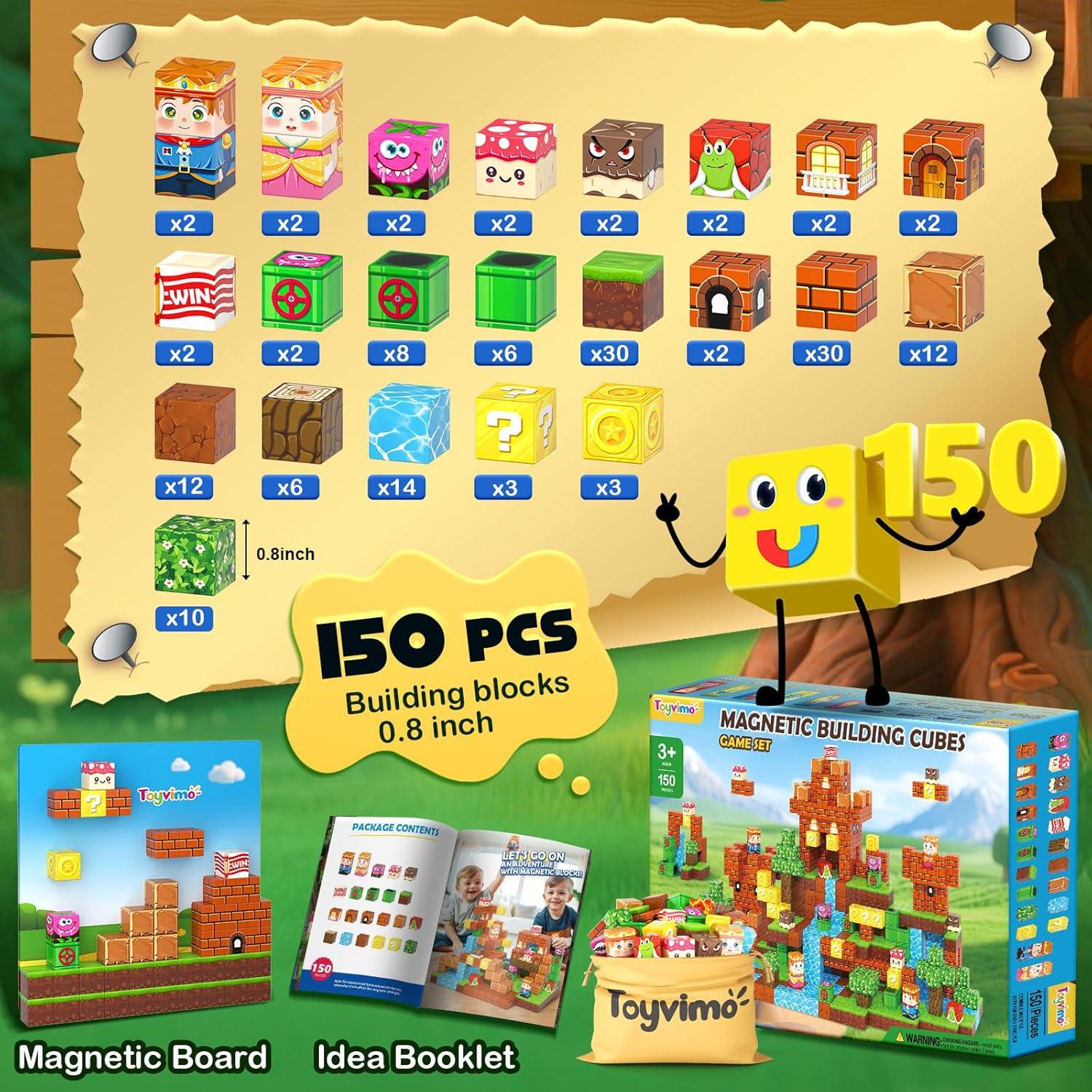 150 Bloques Magnéticos Toyvimo para Niños 3 a 12 Años