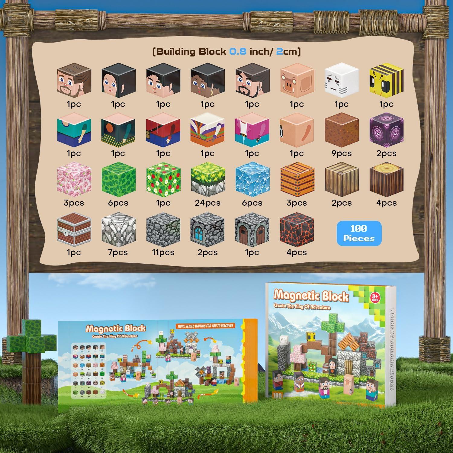 100 Bloques Magnéticos de Construcción Montessori - 0.46 kg