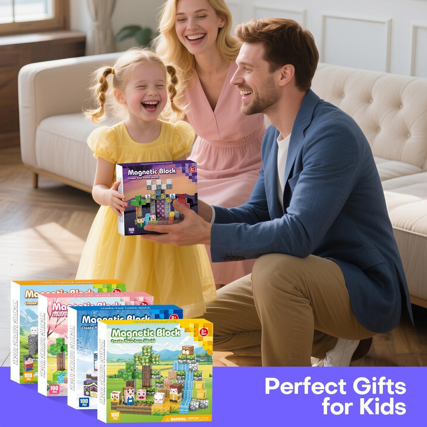 100 Bloques Magnéticos Kryzomat - Juguetes de Construcción para Niños