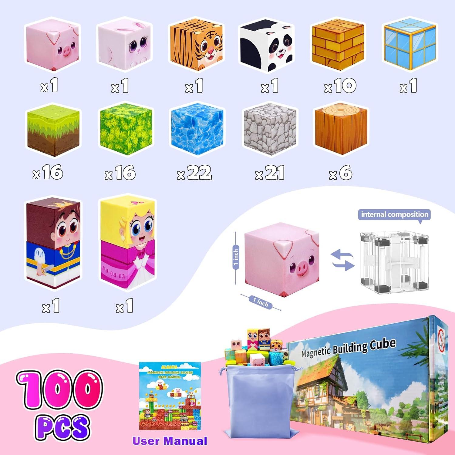 100 Bloques Magnéticos Aleath para Niños 3-12 Años - Juguetes STEM