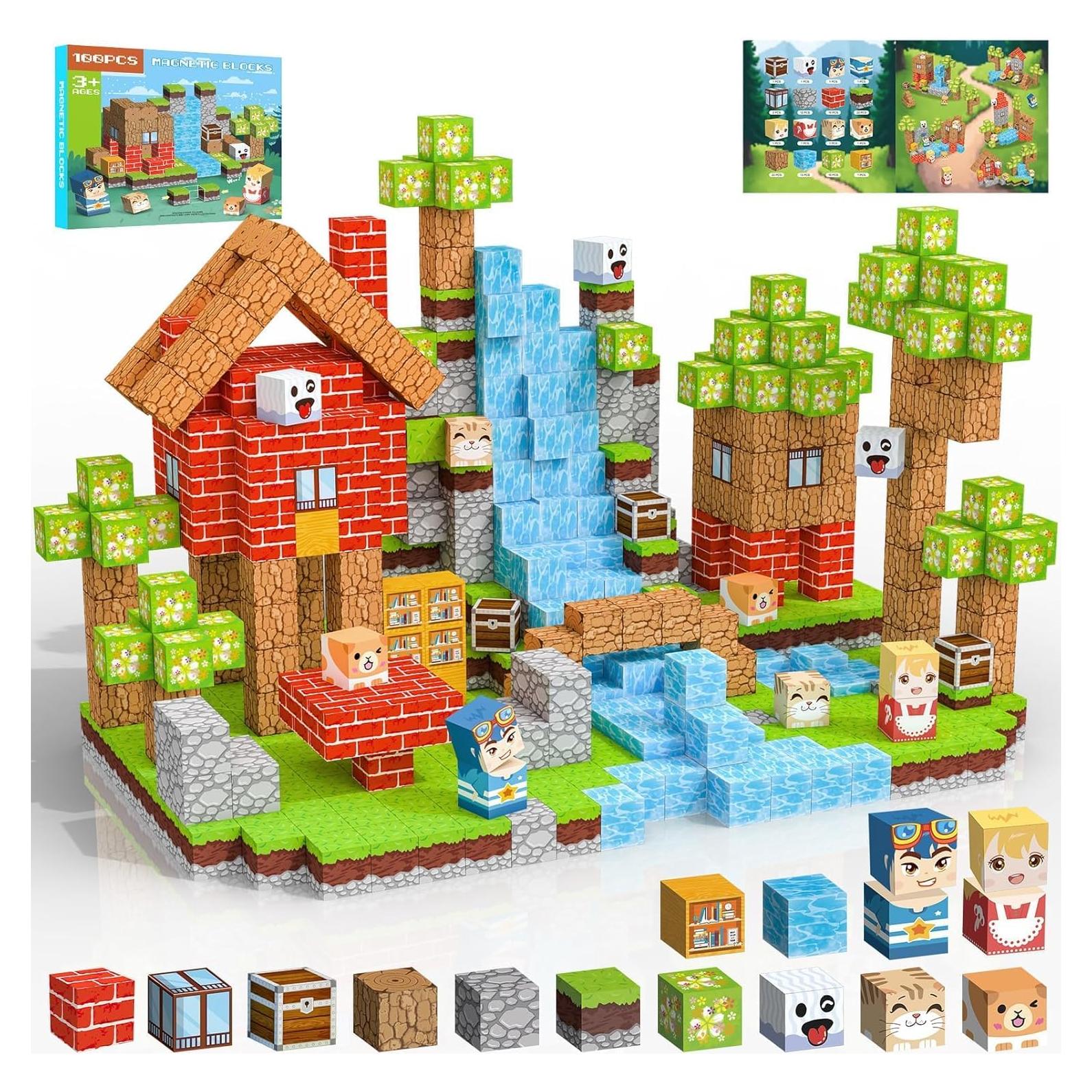 Bloques Magnéticos 100 PCS Crifeton Juguetes STEM 3+ Años