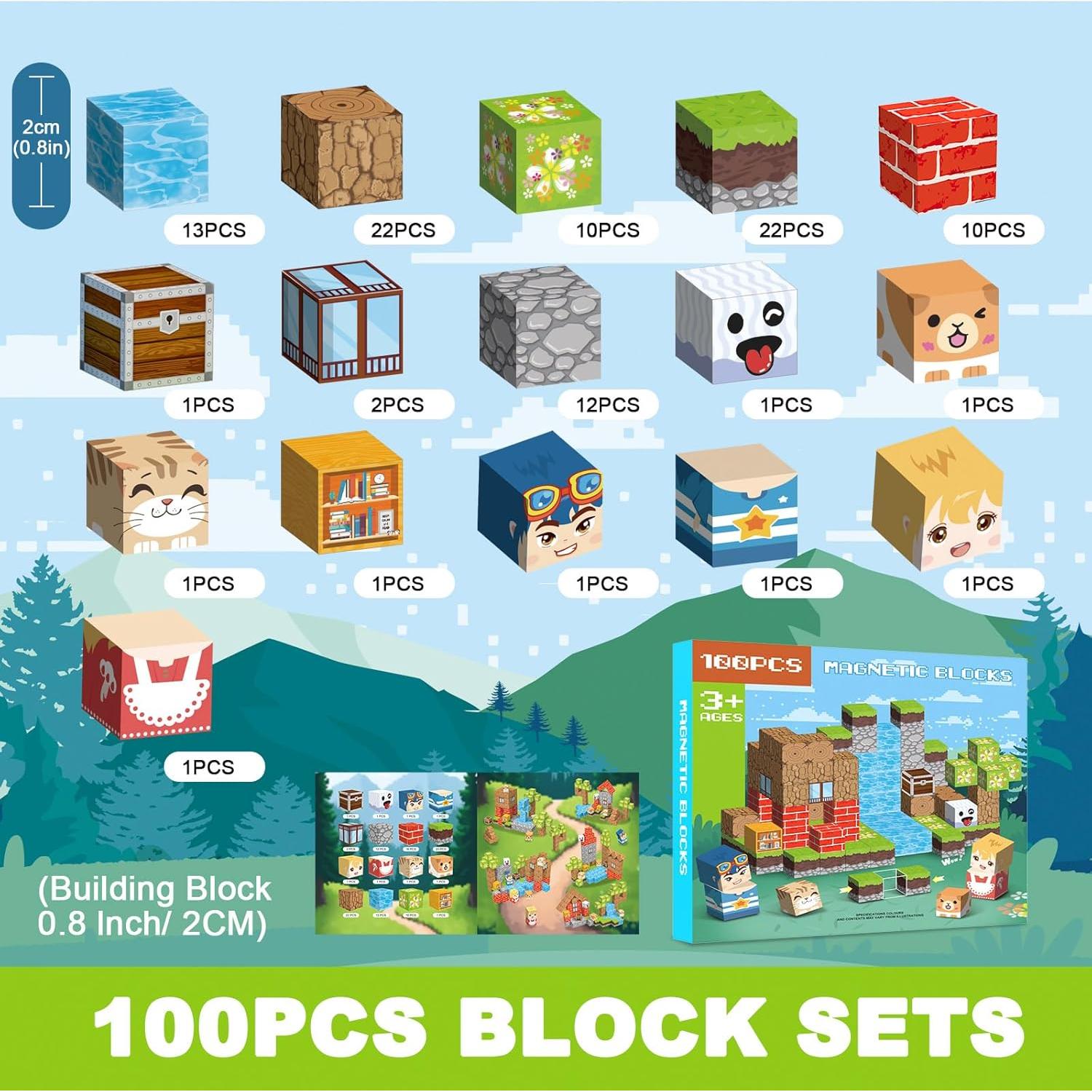 Bloques Magnéticos 100 PCS Crifeton Juguetes STEM 3+ Años