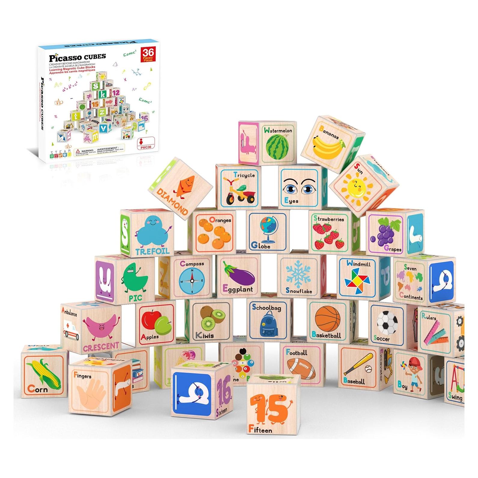 Cubos Magnéticos de Construcción PicassoTiles 36 Piezas 2.5cm