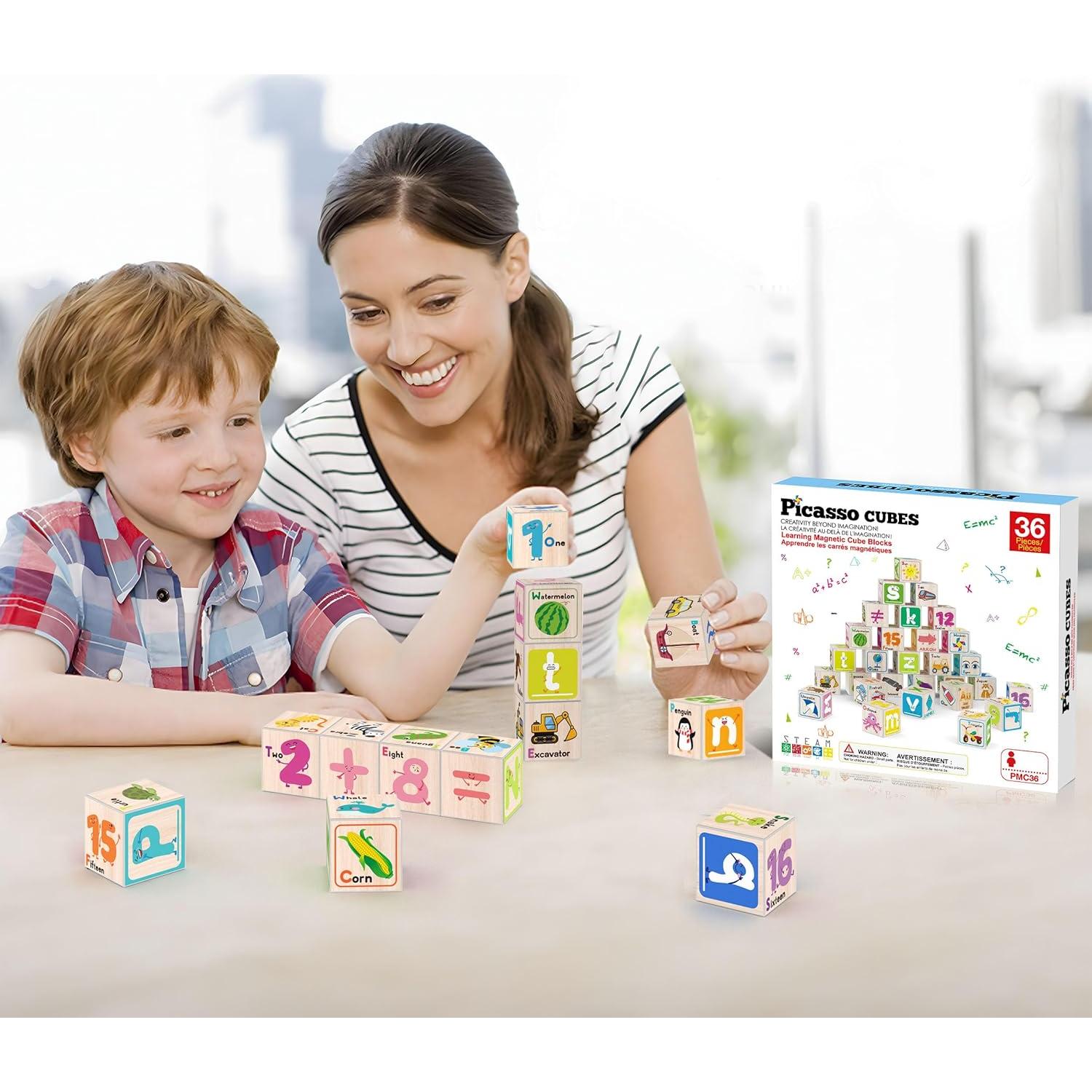 Cubos Magnéticos de Construcción PicassoTiles 36 Piezas 2.5cm