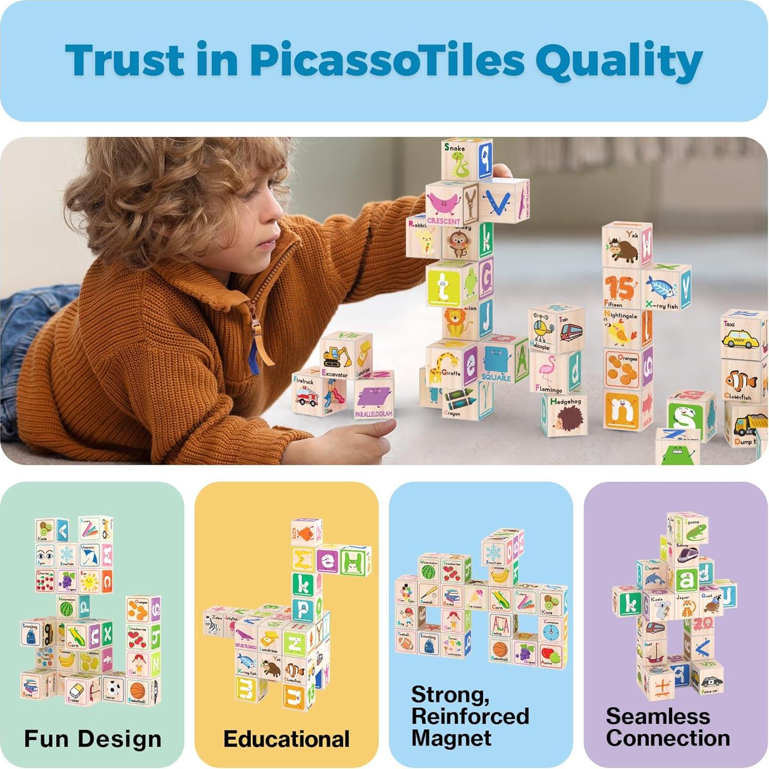 Cubos Magnéticos de Construcción PicassoTiles 36 Piezas 2.5cm