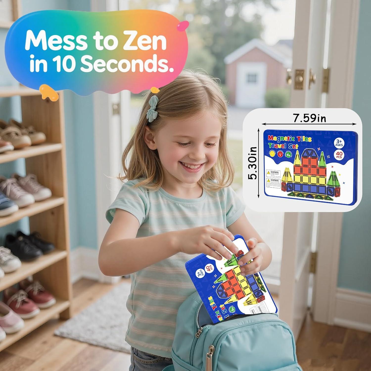 Juguetes Magnéticos de Viaje RieZanthic 40 PCS para Niños 3+