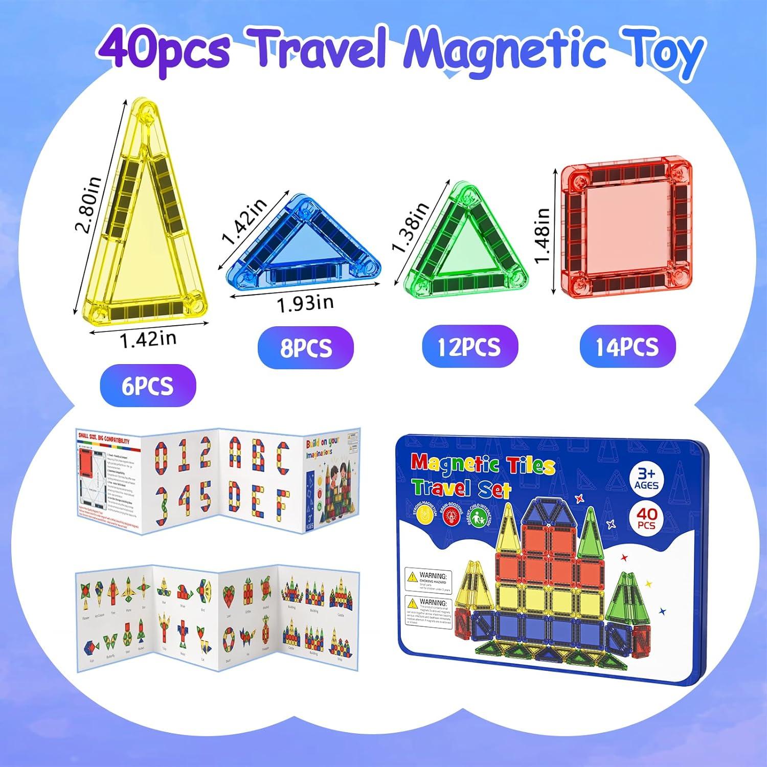 Juguetes Magnéticos de Viaje RieZanthic 40 PCS para Niños 3+