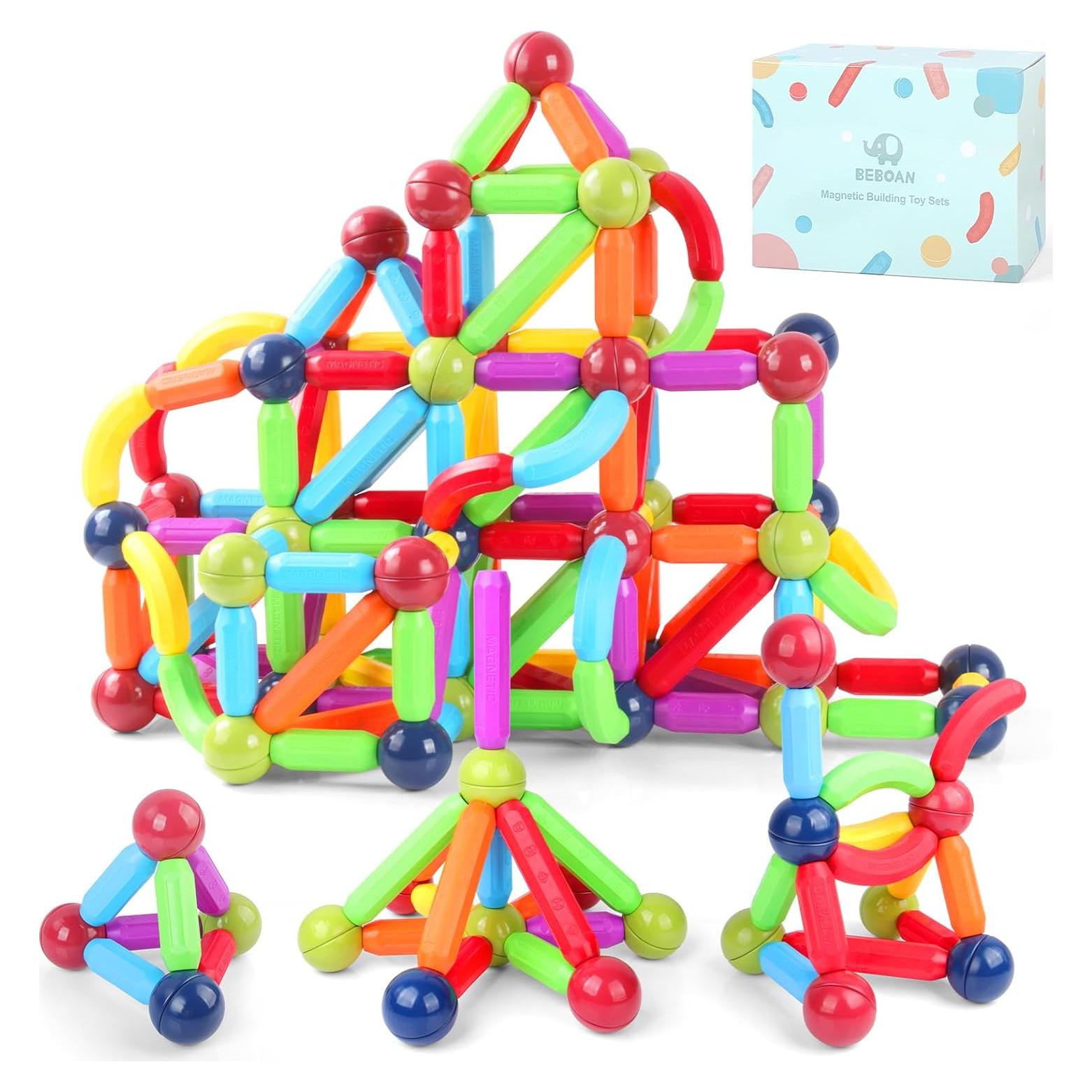 Bloques Magnéticos BEBOAN 114 Piezas Juguete Educativo 3-8 Años