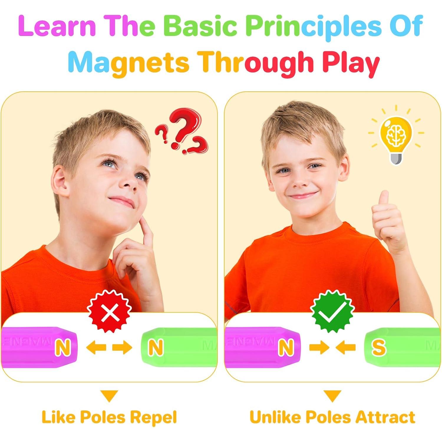 Bloques Magnéticos BEBOAN 114 Piezas Juguete Educativo 3-8 Años