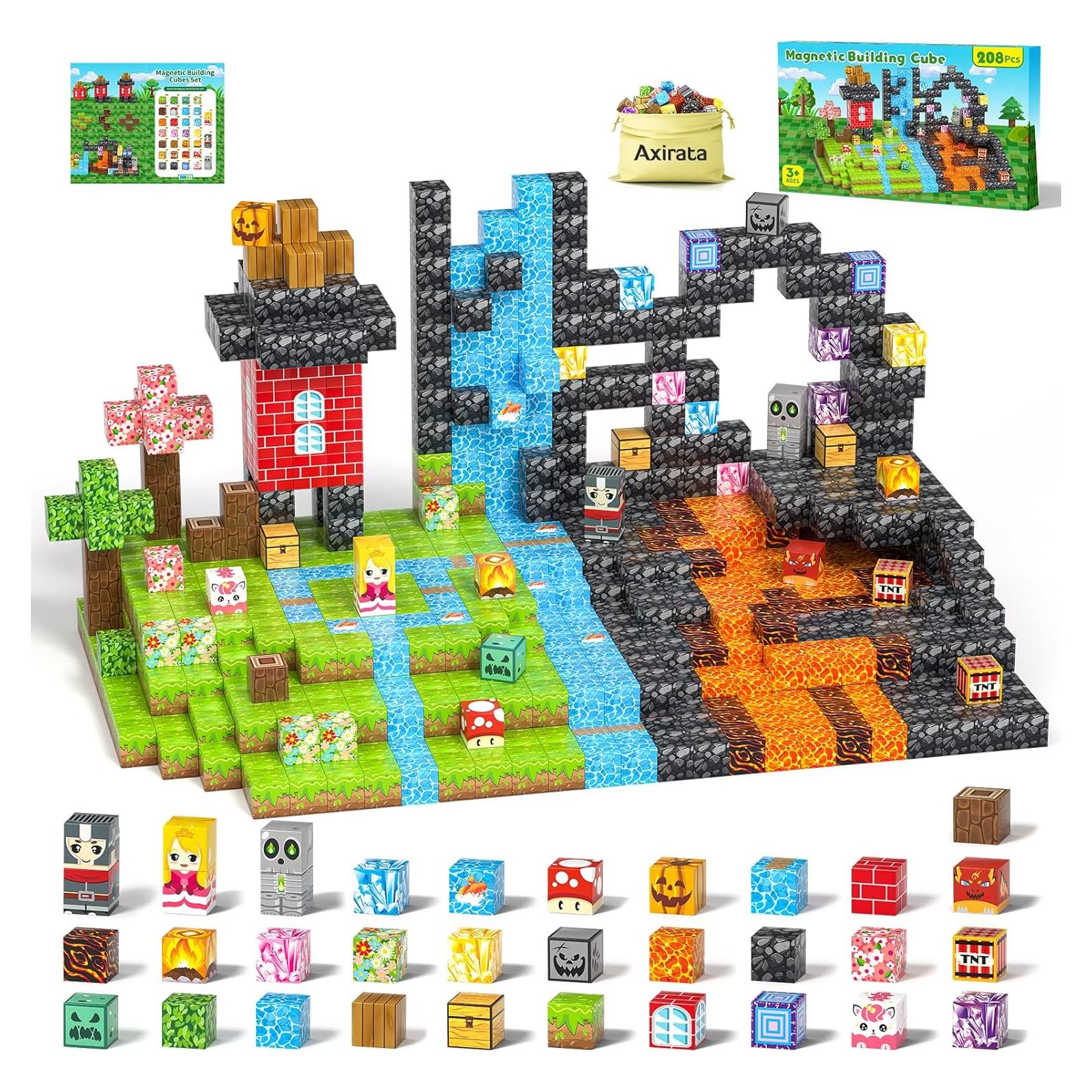 Set de Bloques Magnéticos Axirata 208 Piezas para Niños 3+