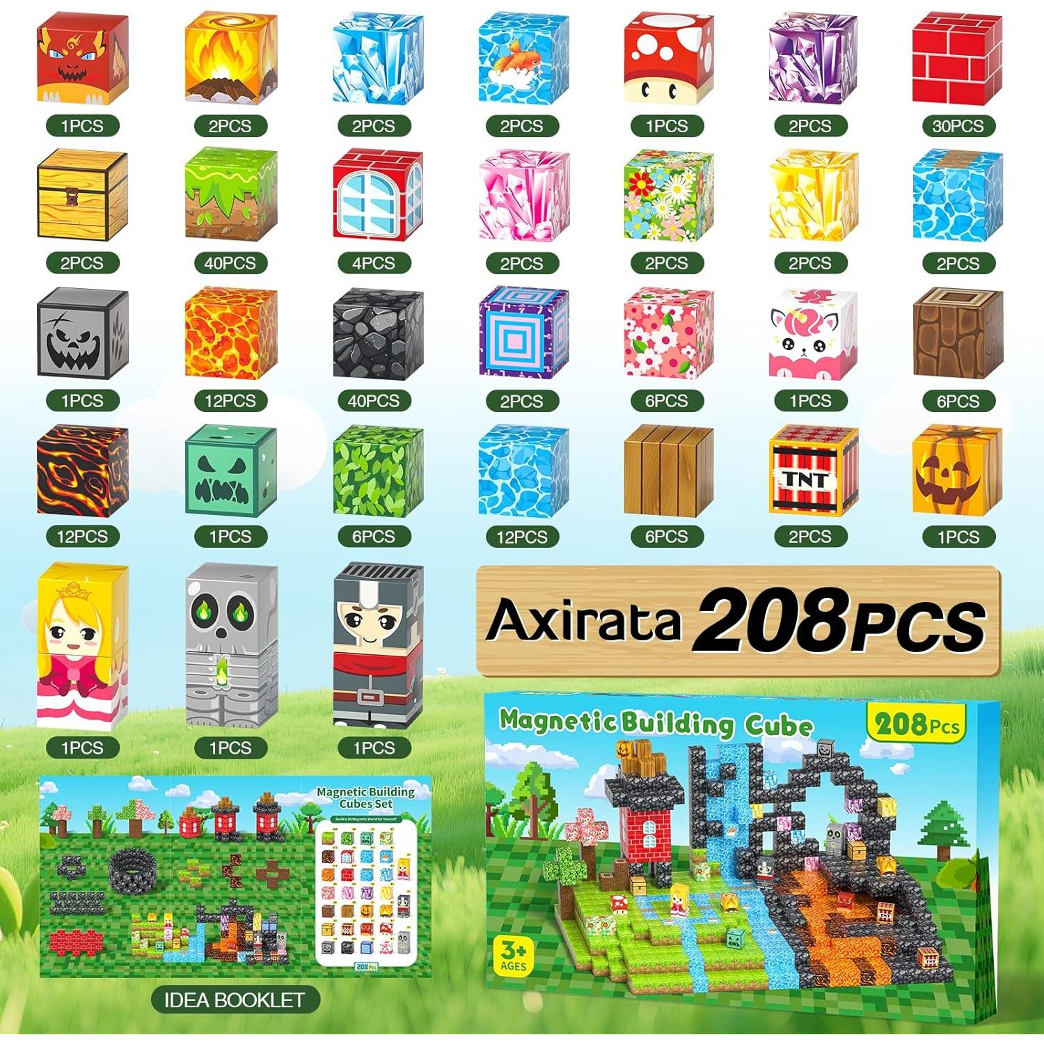 Set de Bloques Magnéticos Axirata 208 Piezas para Niños 3+