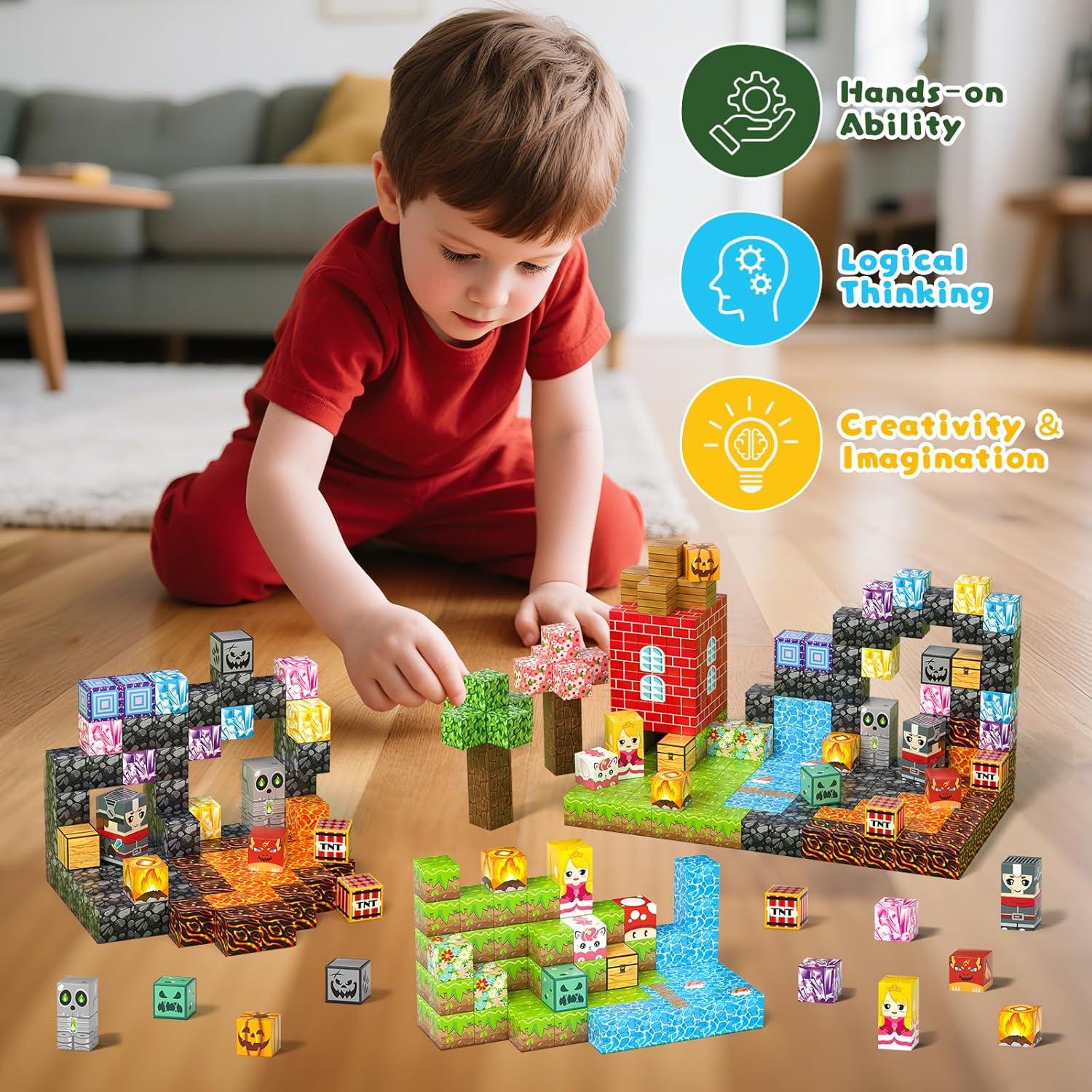 Set de Bloques Magnéticos Axirata 208 Piezas para Niños 3+