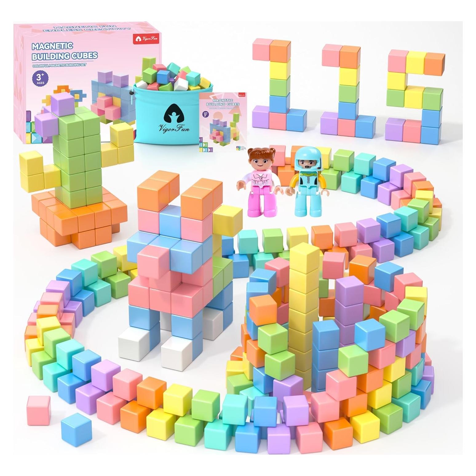Juego de Bloques Magnéticos Vigorfun 115 Piezas Color Macaron