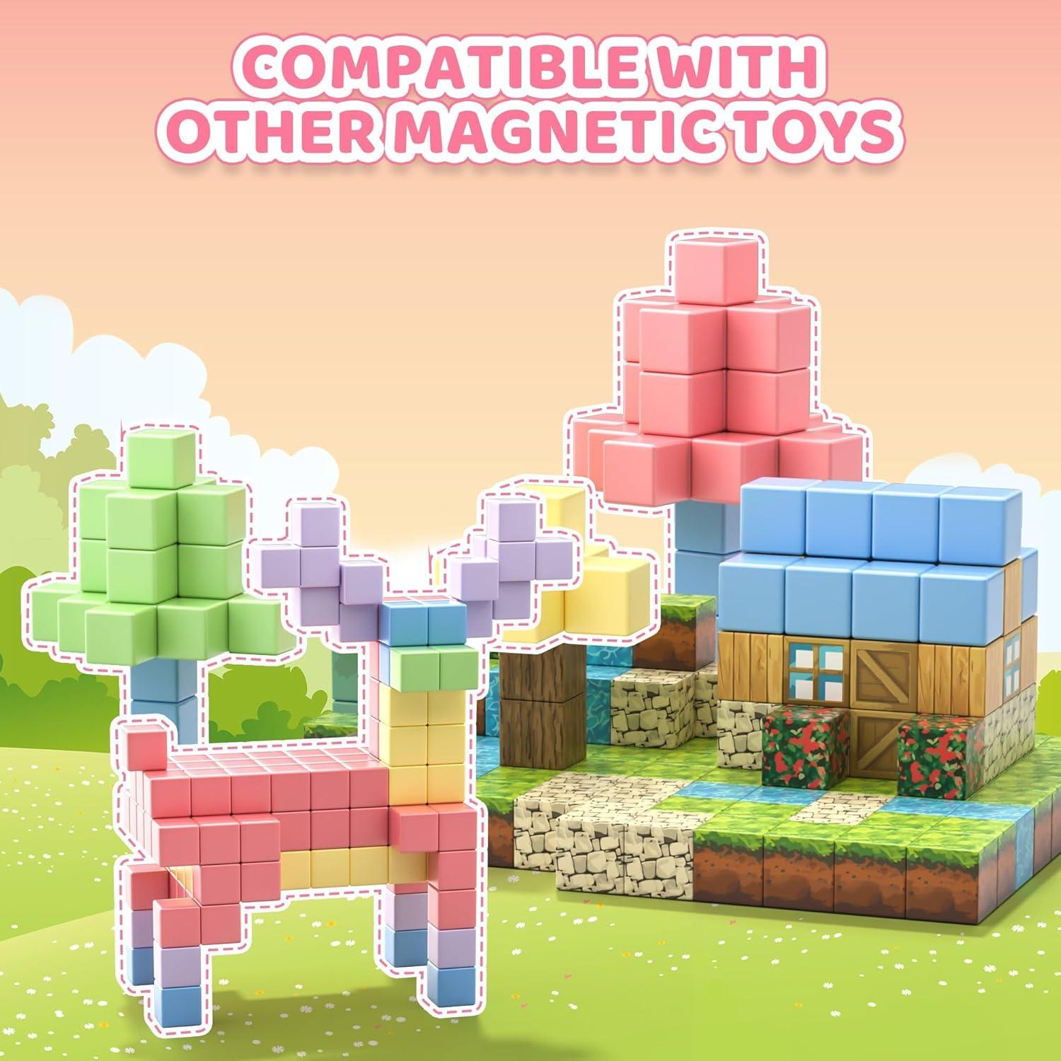 Juego de Bloques Magnéticos Vigorfun 115 Piezas Color Macaron