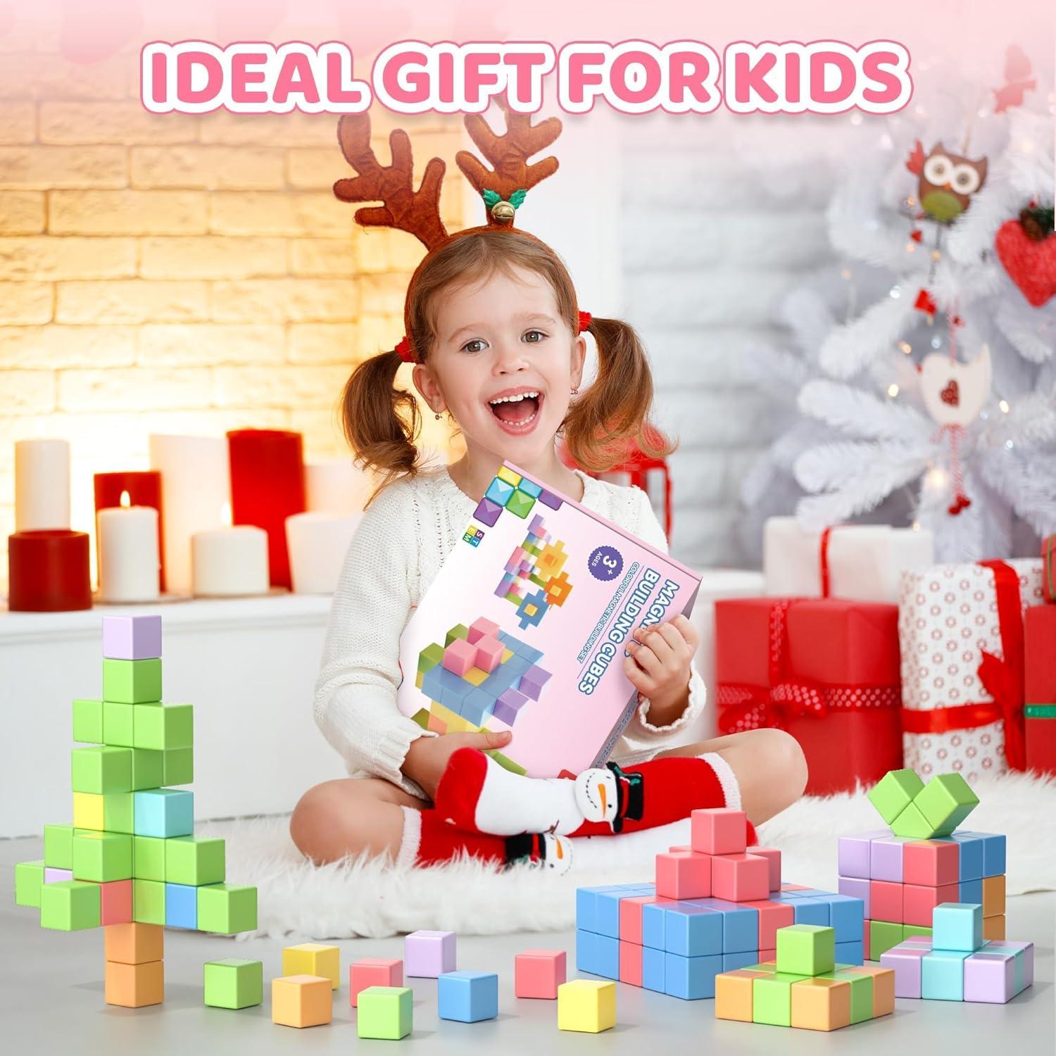 Juego de Bloques Magnéticos Vigorfun 115 Piezas Color Macaron