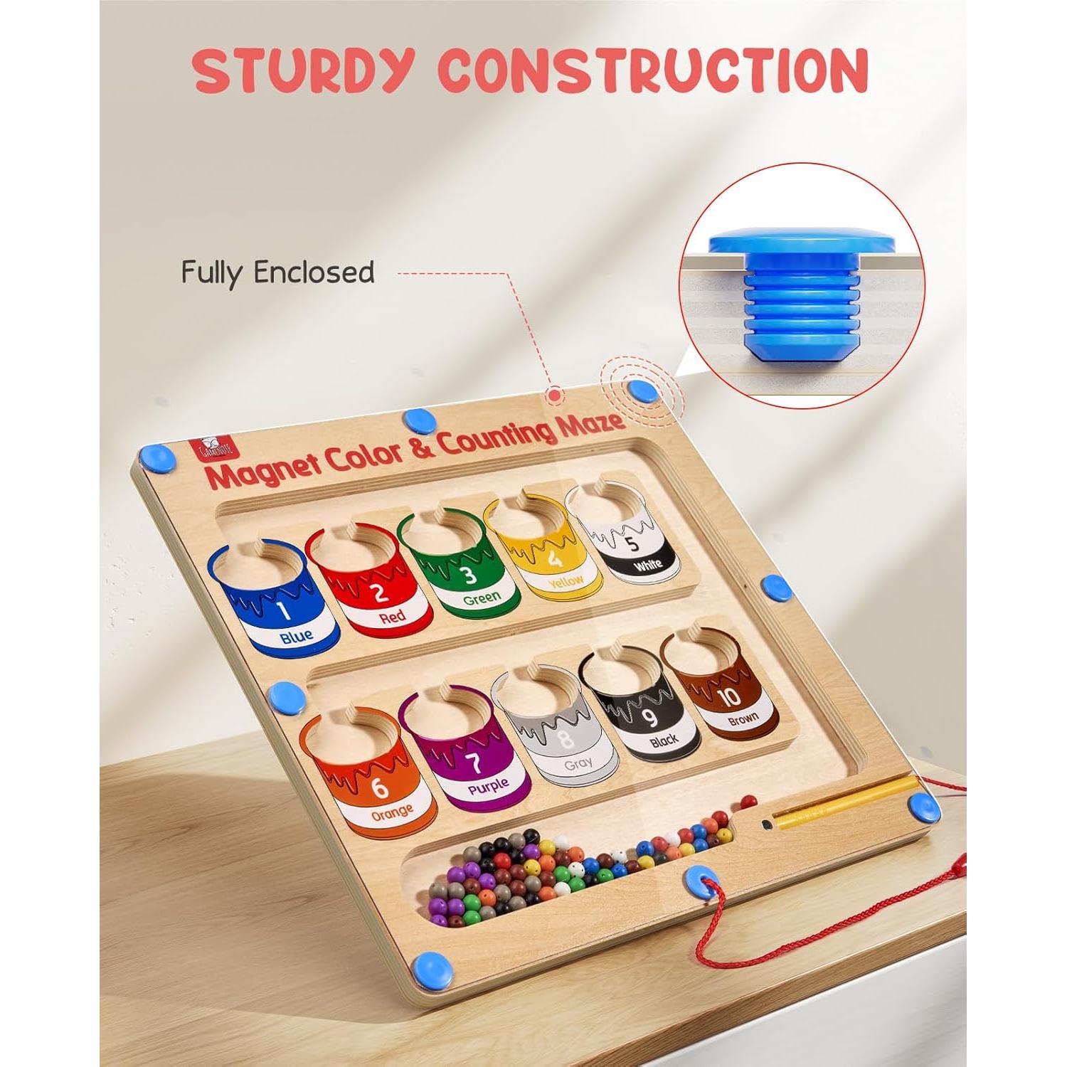 Laberinto Magnético de Colores y Números GAMENOTE 30x30cm