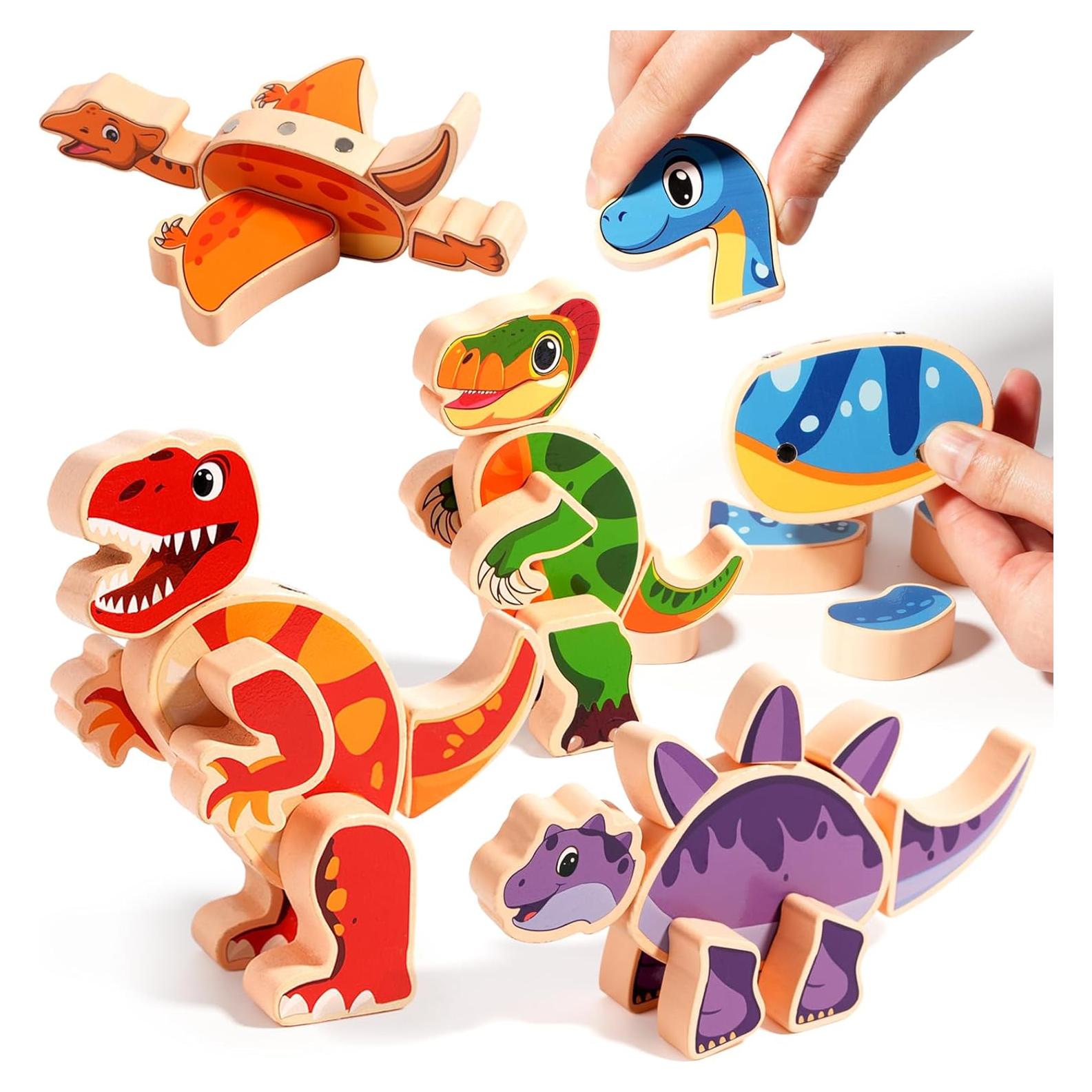 Juego de Bloques de Dinosaurio de Madera INIFEIDALA 37 Piezas