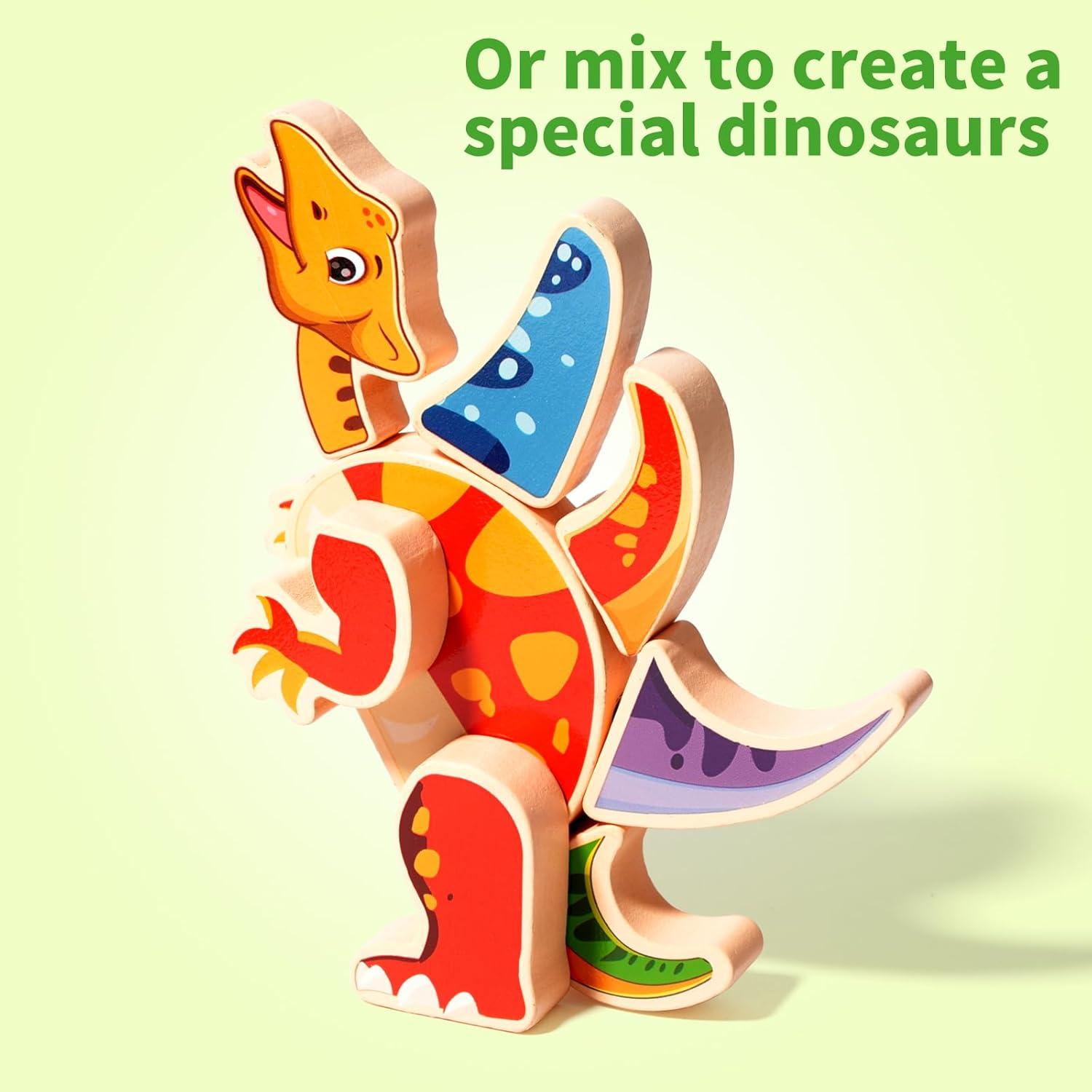 Juego de Bloques de Dinosaurio de Madera INIFEIDALA 37 Piezas