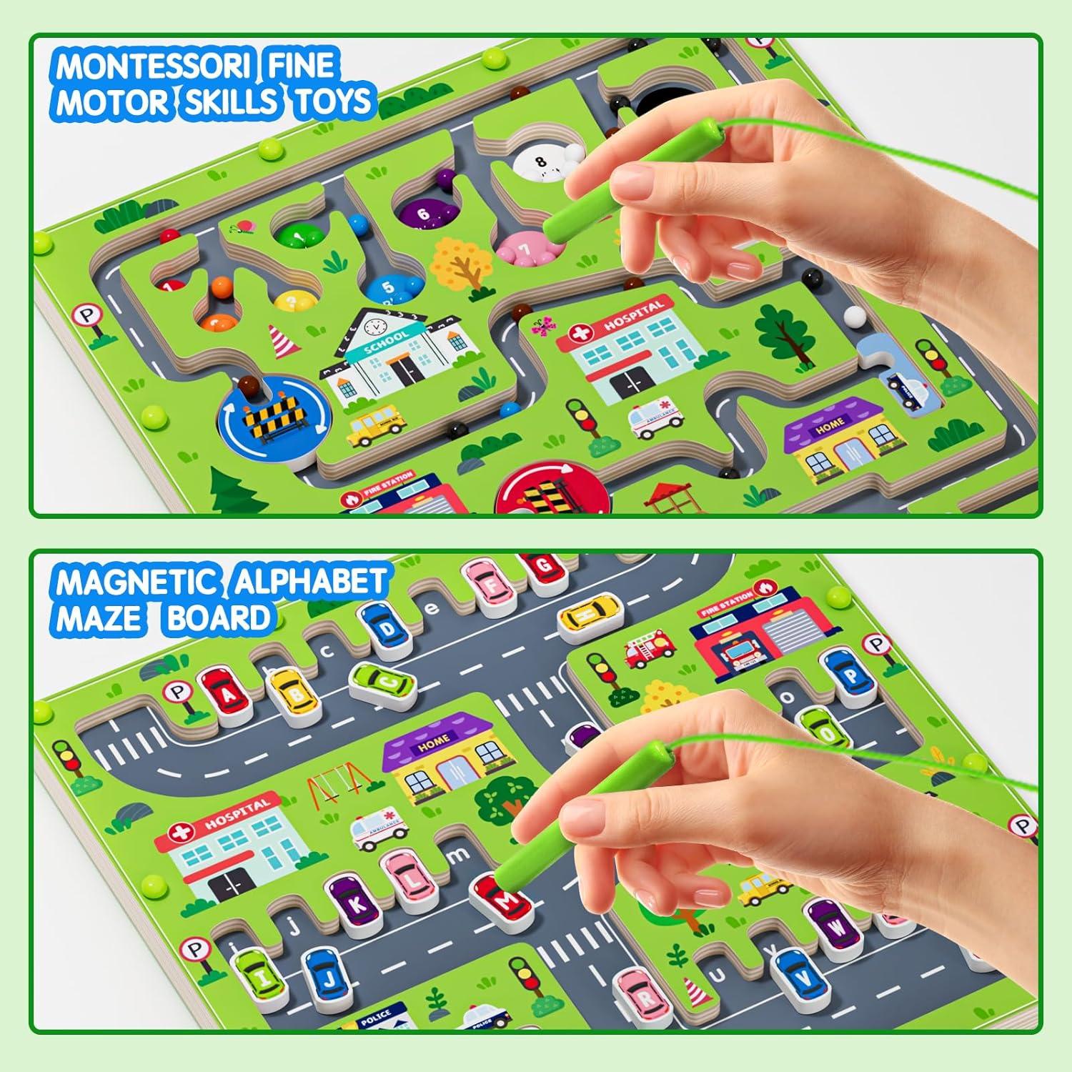 Tablero Magnético de Madera 2 en 1 - Laberinto Educativo Montessori