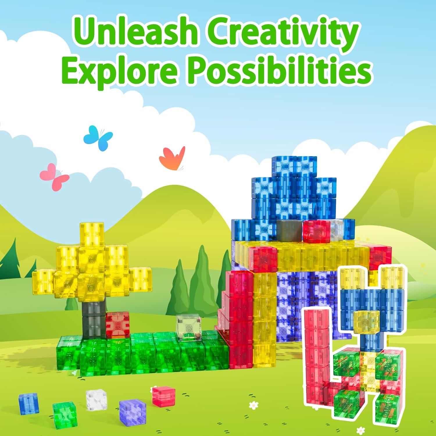 Bloques Magnéticos Transparentes Apluses 32PCS Juguetes STEM