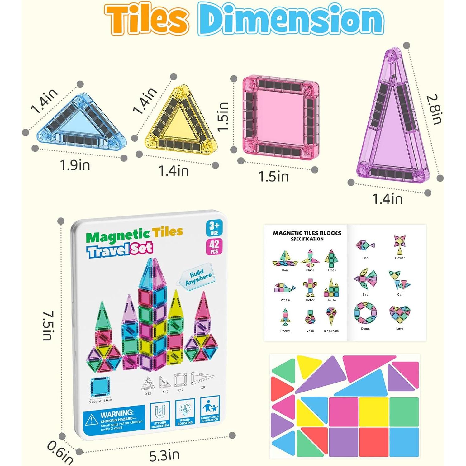 Juego de Azulejos Magnéticos Mini MEIQ 42 Piezas para Niños