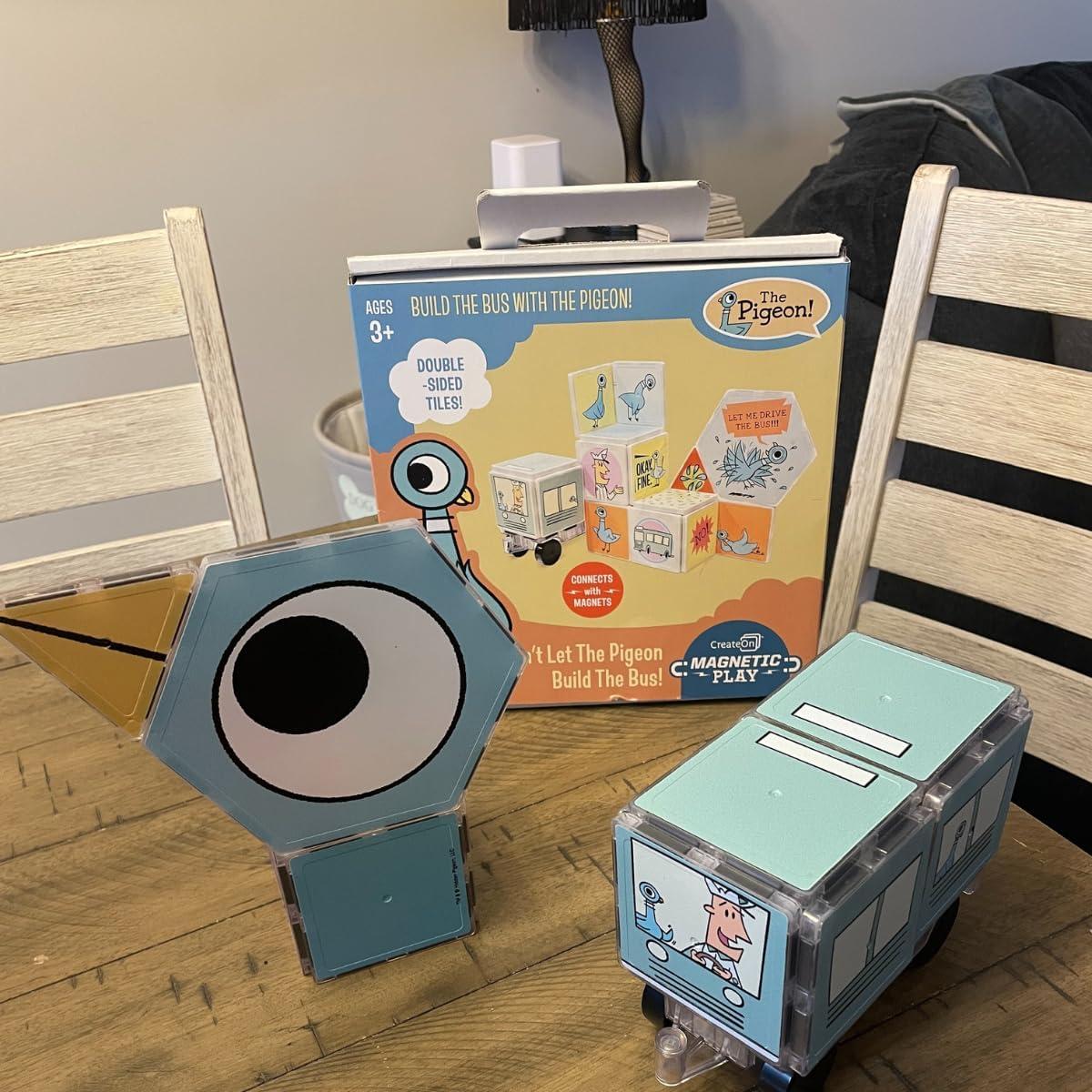 Azulejos Magnéticos CreateOn - No Dejes Que La Paloma Conduzca El Autobús - 16 Piezas - Juguete Educativo STEM para Niños de 3 Años en Adelante