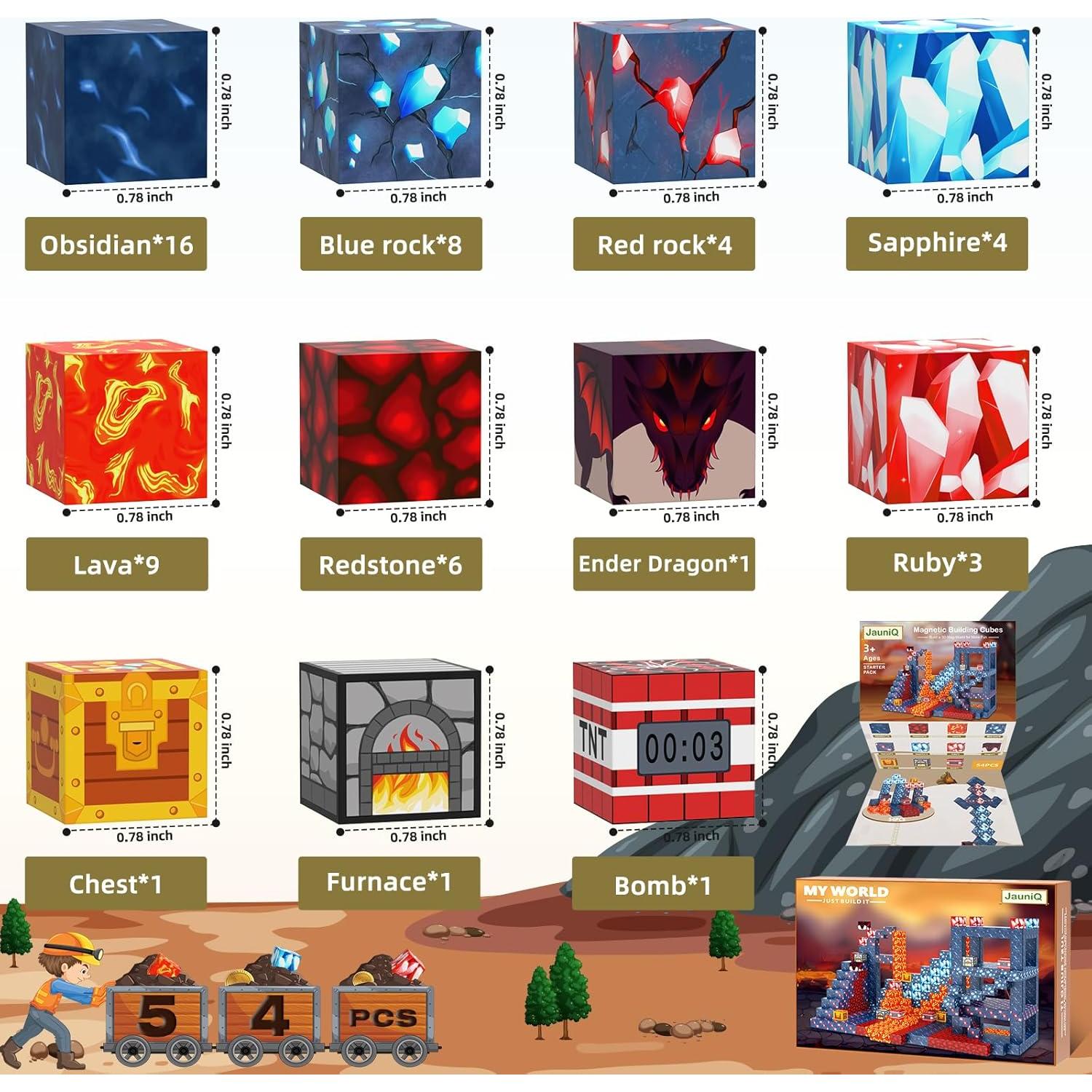 Bloques Magnéticos 100 Piezas JauniQ Juguetes Creativos 3+ Años