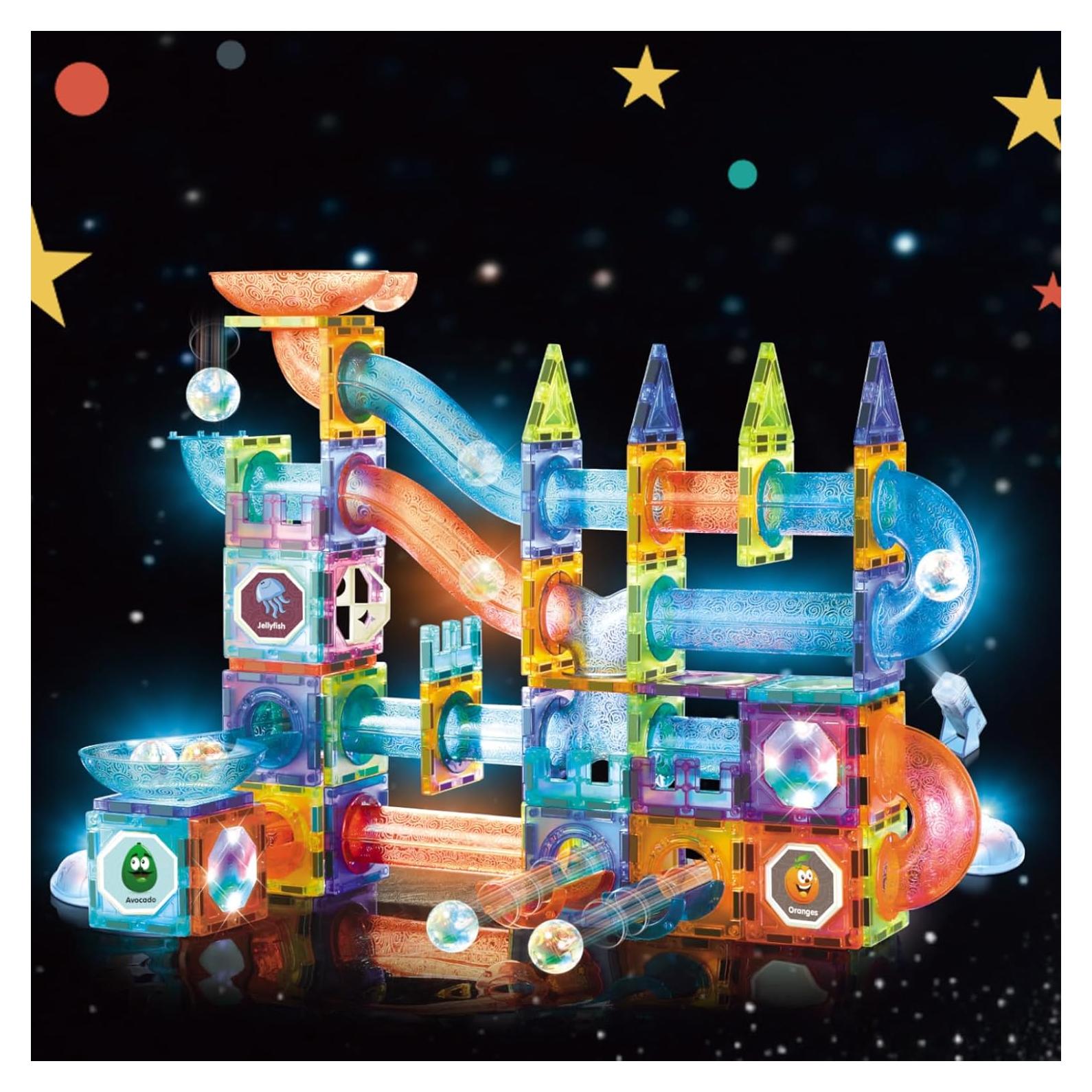 Bloques de Construcción Magnéticos BINZKBB 144 Piezas con LED