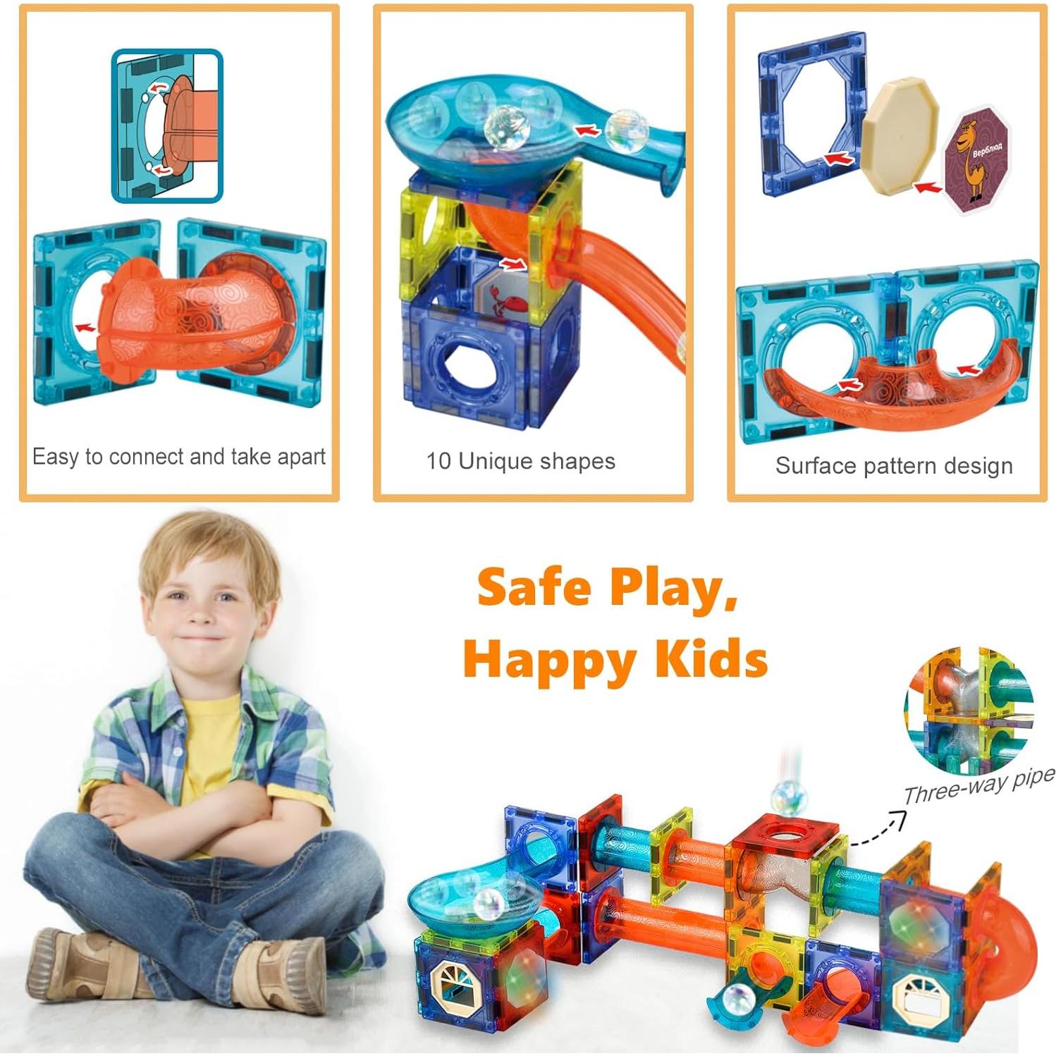 Bloques de Construcción Magnéticos BINZKBB 144 Piezas con LED