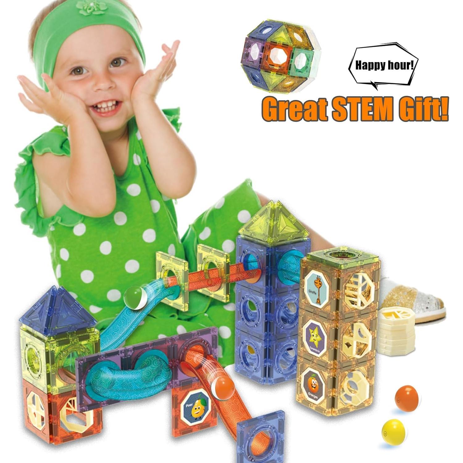 Bloques de Construcción Magnéticos BINZKBB 144 Piezas con LED