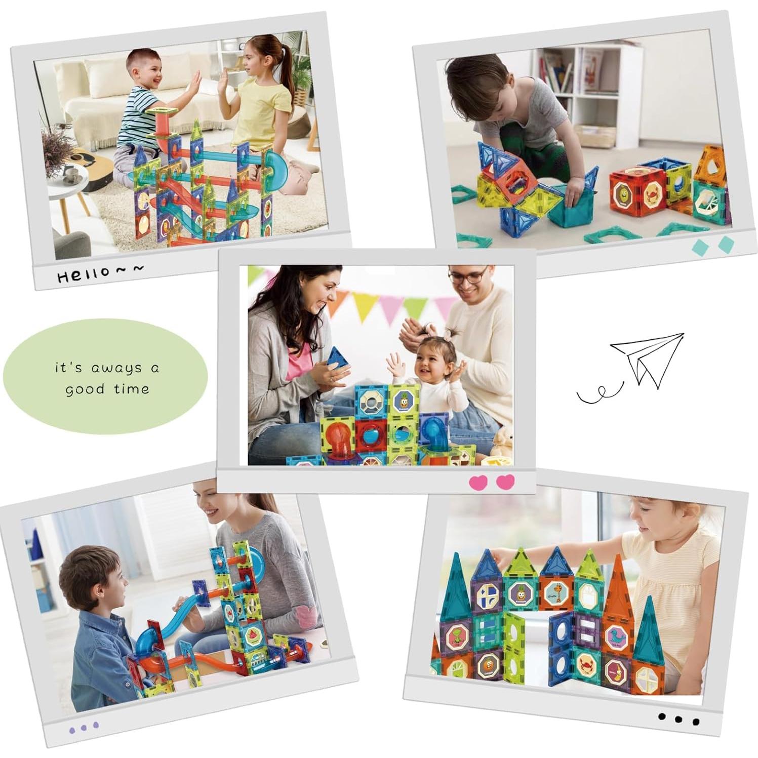 Bloques de Construcción Magnéticos BINZKBB 144 Piezas con LED