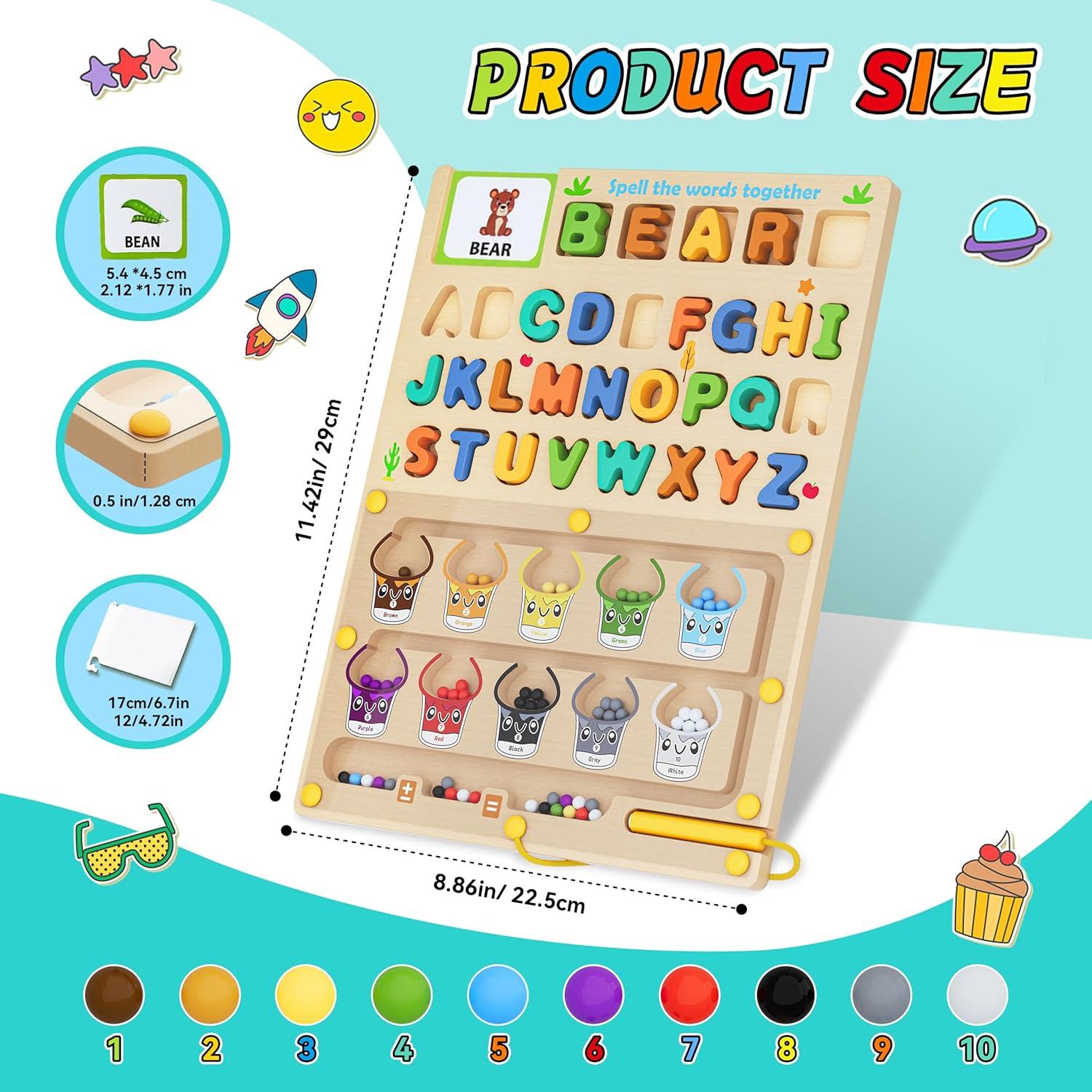 Juguete Montessori 3 en 1 LIOKLICK - Laberinto Magnético y Pizarra