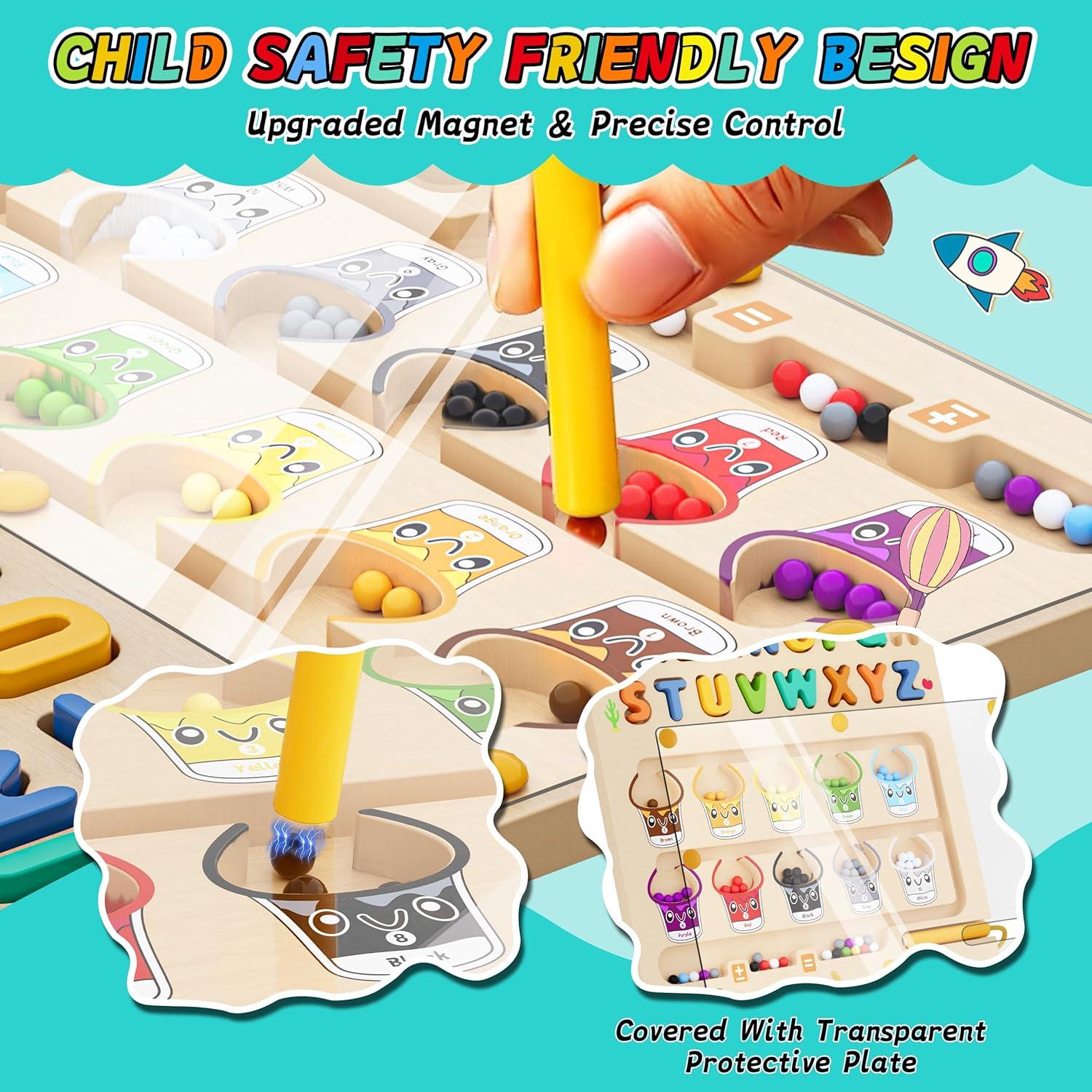 Juguete Montessori 3 en 1 LIOKLICK - Laberinto Magnético y Pizarra