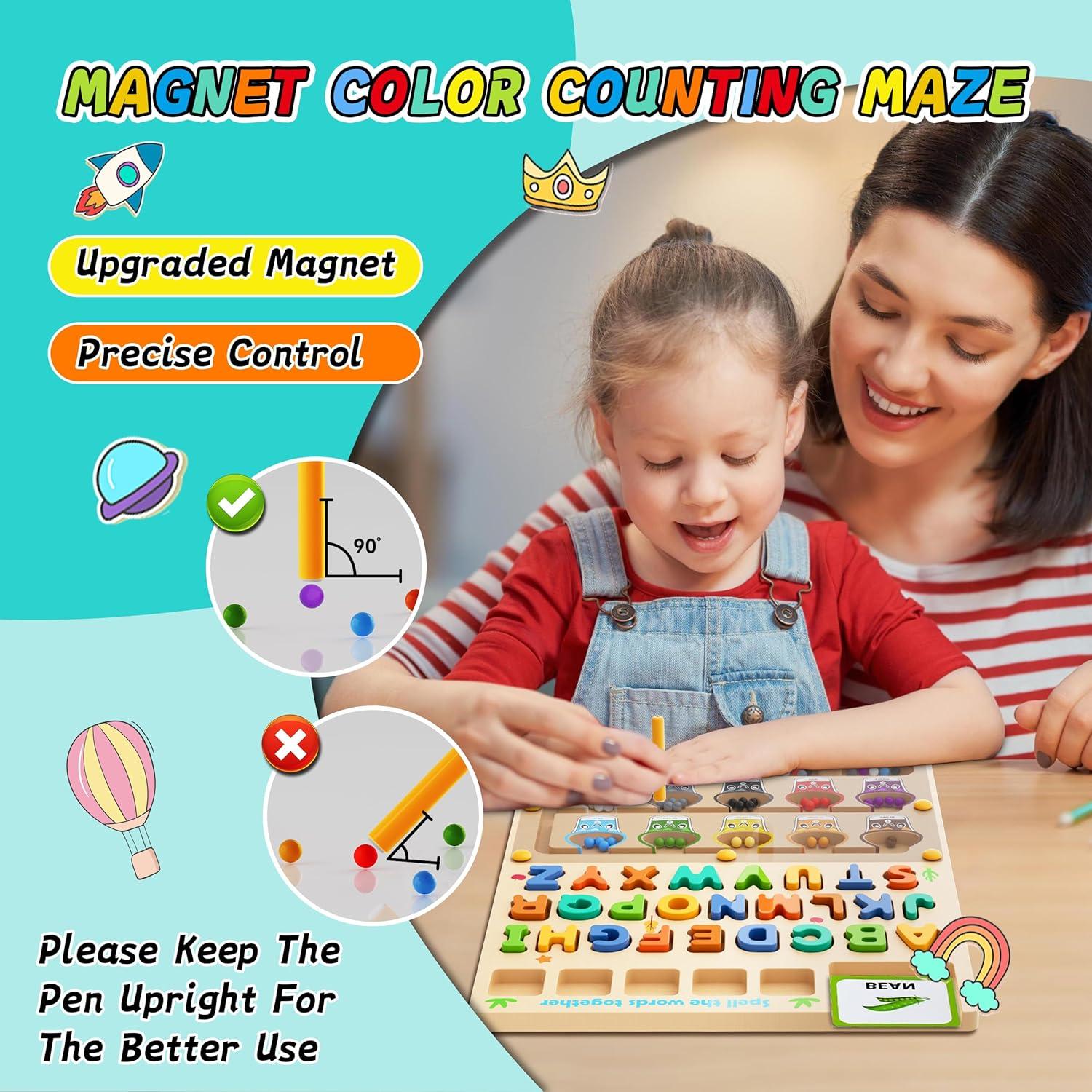 Juguete Montessori 3 en 1 LIOKLICK - Laberinto Magnético y Pizarra