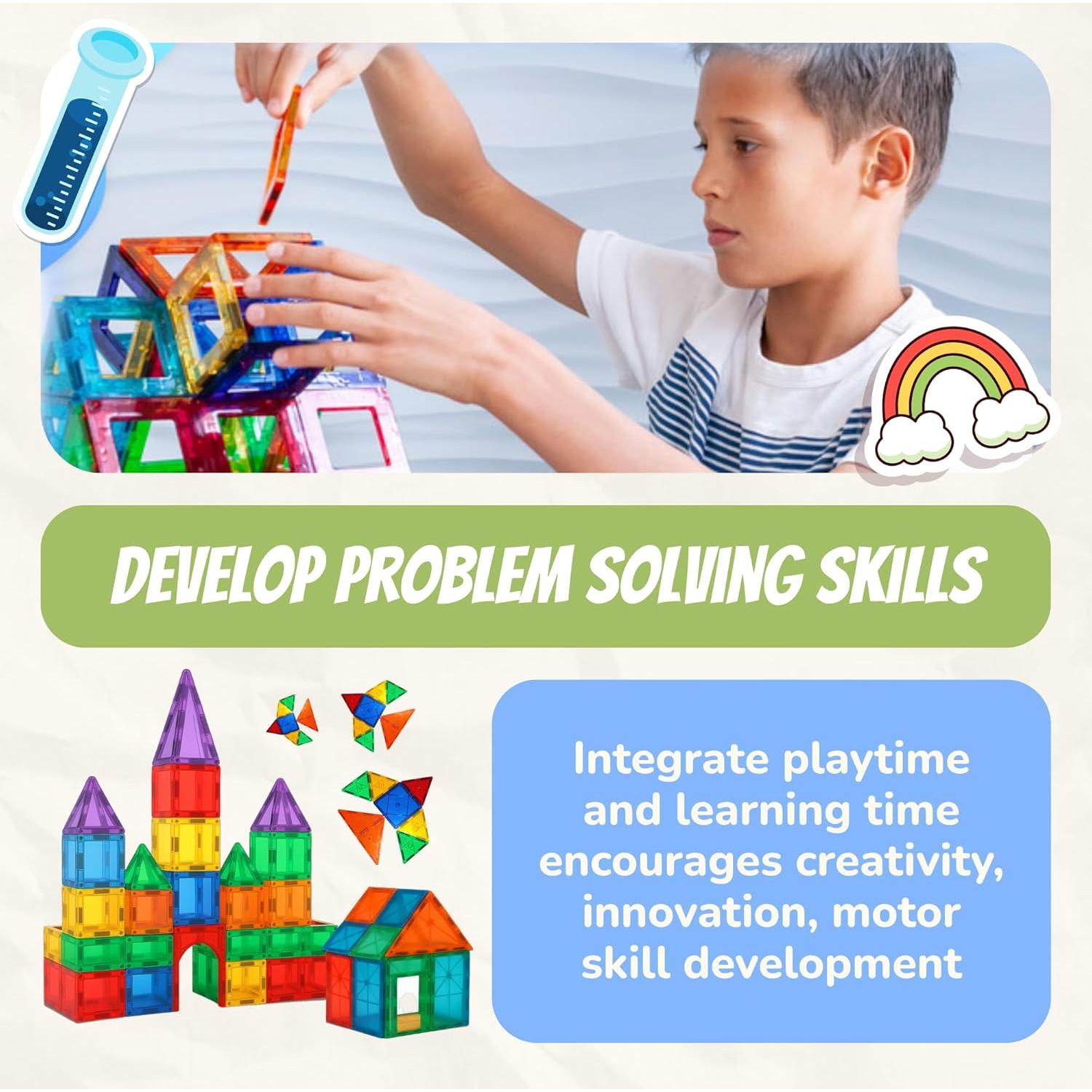 Juego de Azulejos Magnéticos Fuego Místico 100 Piezas - Leonardo Learning