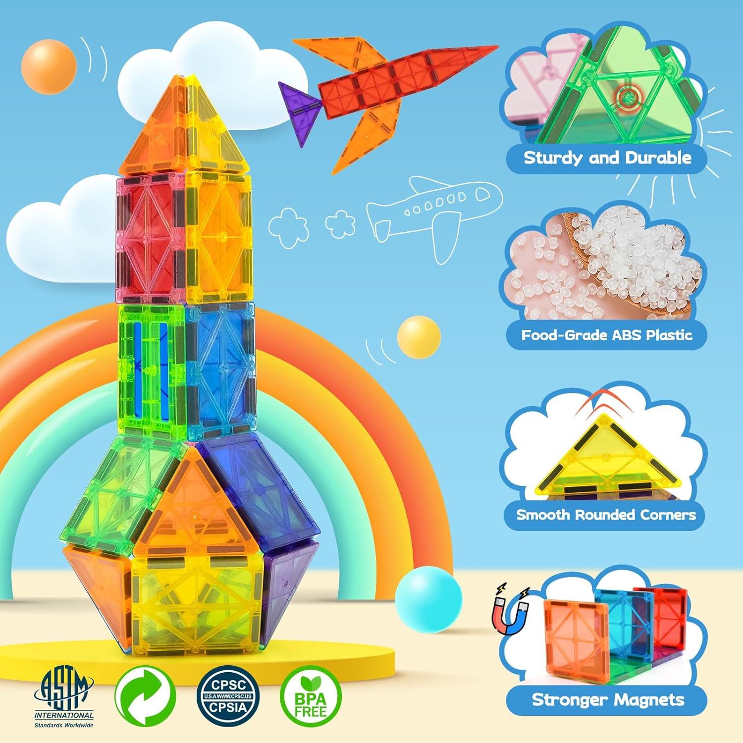 Set de Bloques Magnéticos EchoPlan Deluxe 130 PCS para Niños