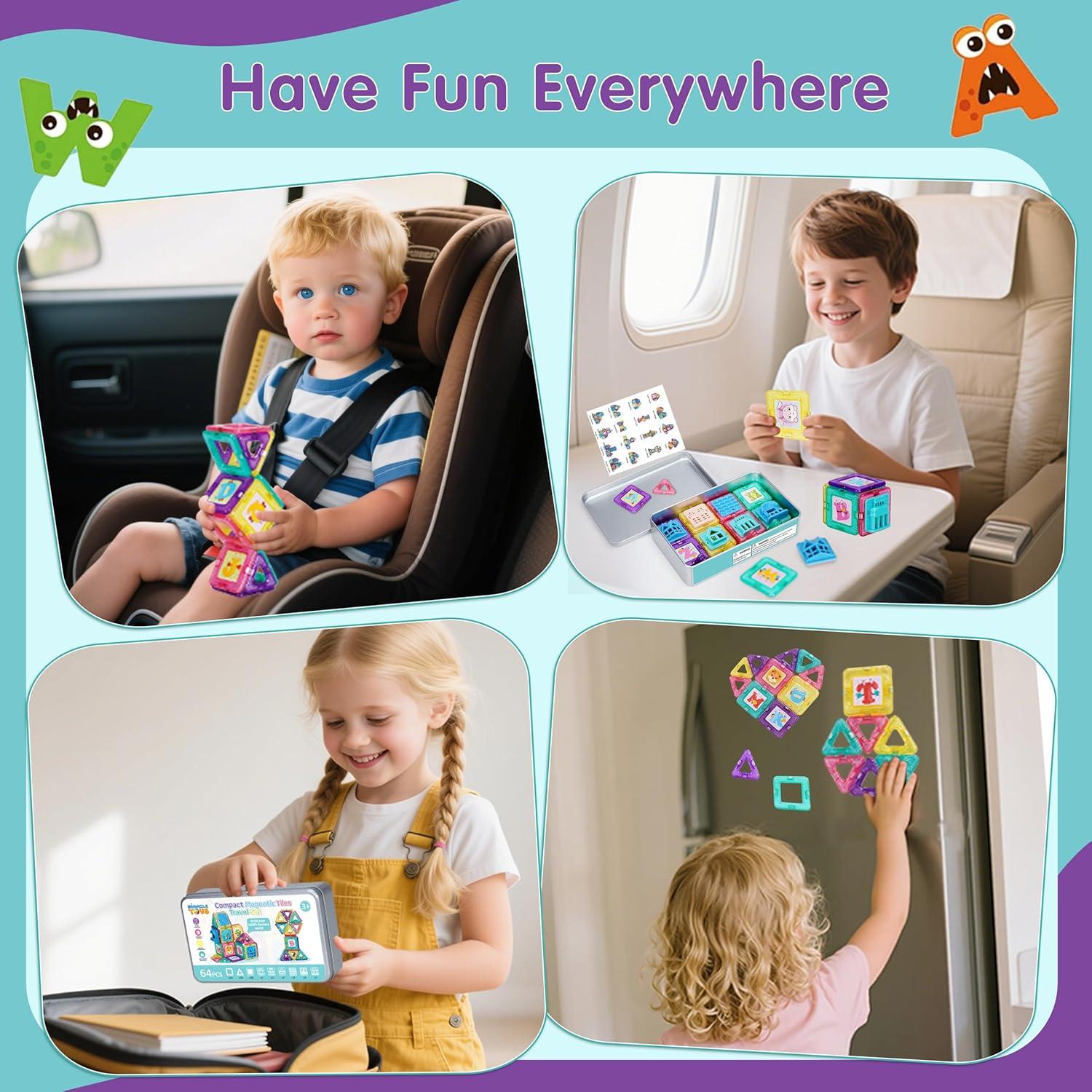 Mini Azulejos Magnéticos Miracle Toys 64PCS Juego STEM