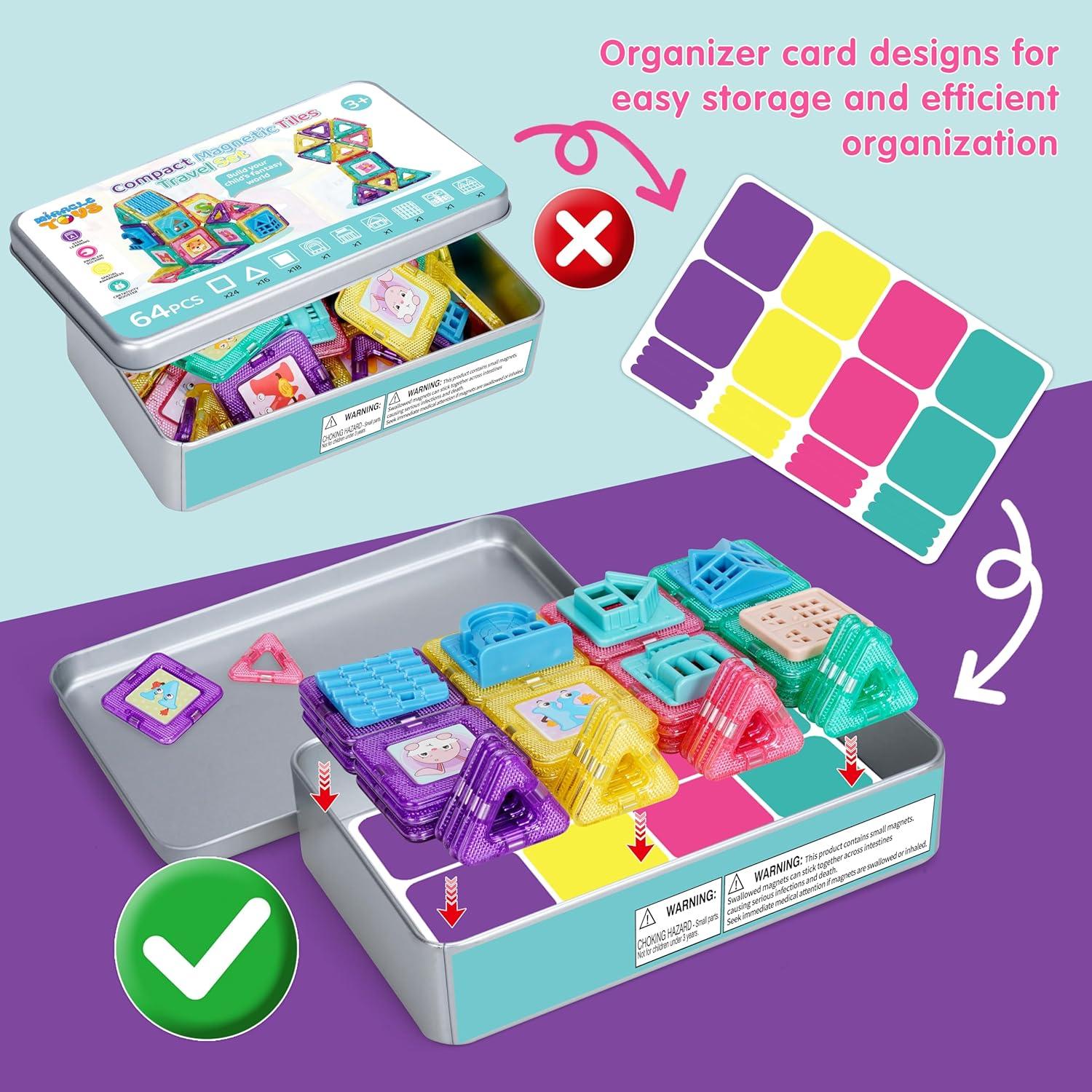 Mini Azulejos Magnéticos Miracle Toys 64PCS Juego STEM