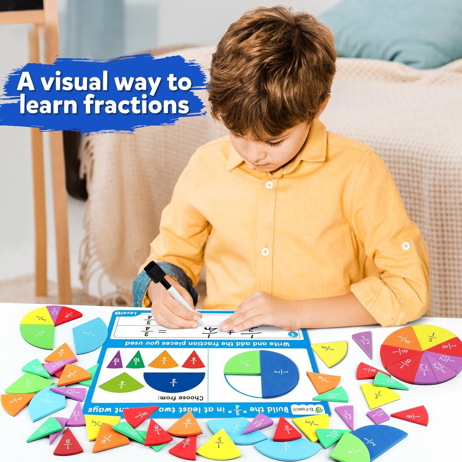 Juego de Fracciones Magnéticas D-FantiX para Niños - 102 Piezas