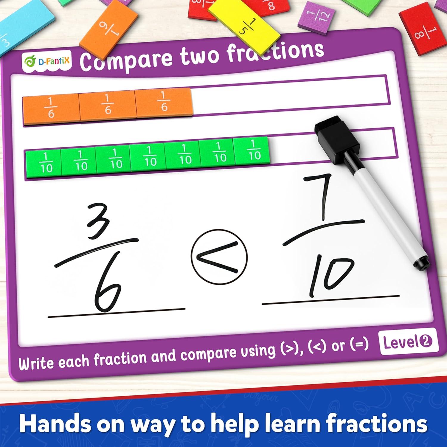 Juego de Fracciones Magnéticas D-FantiX para Niños - 102 Piezas