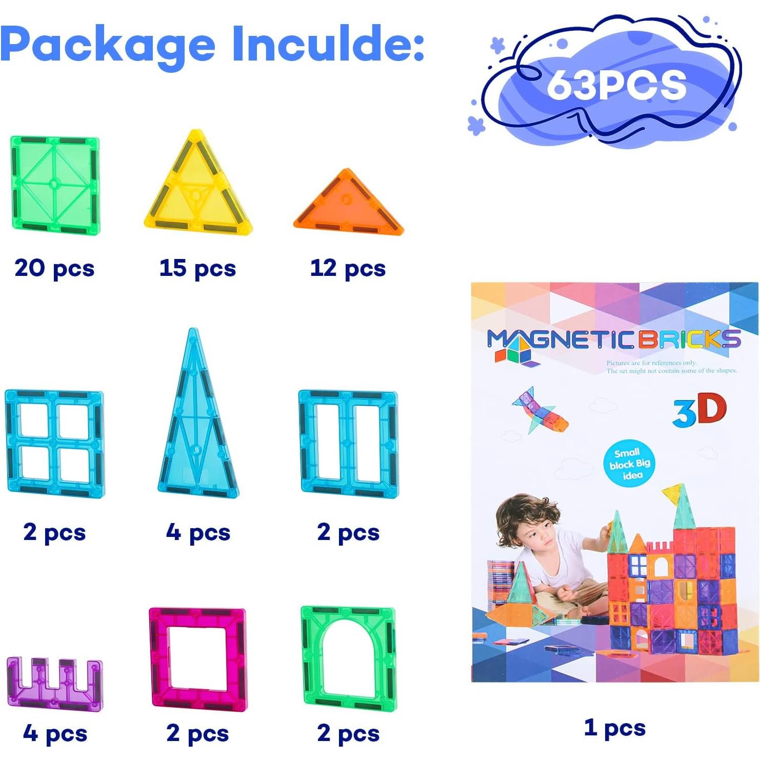 Azulejos Magnéticos Anbalulu 63PCS Juguete Educativo STEM